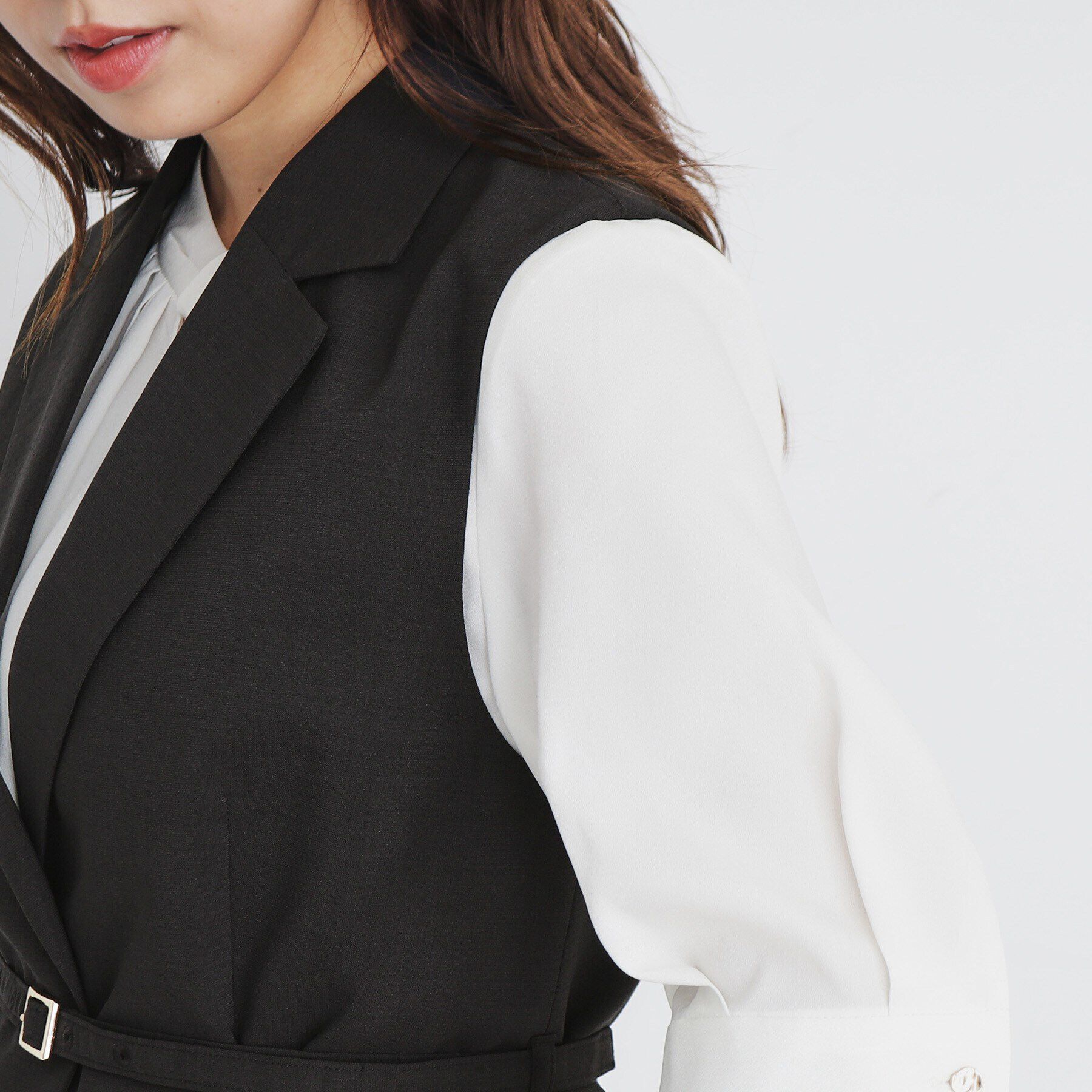 index「麻調コンパクトテーラードジレ/セットアップ対応【洗濯機洗い可】」|ベスト・ジレ|