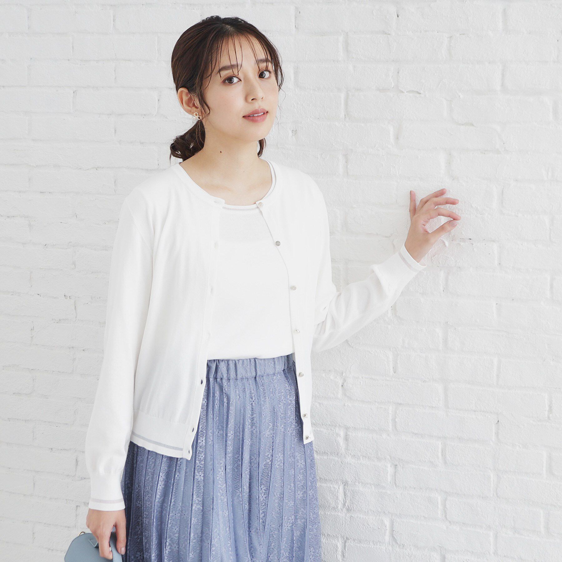 index「シアーラインデザインクルーネックニット/アンサンブル対応【洗濯機洗い可】」|ニット・セーター|