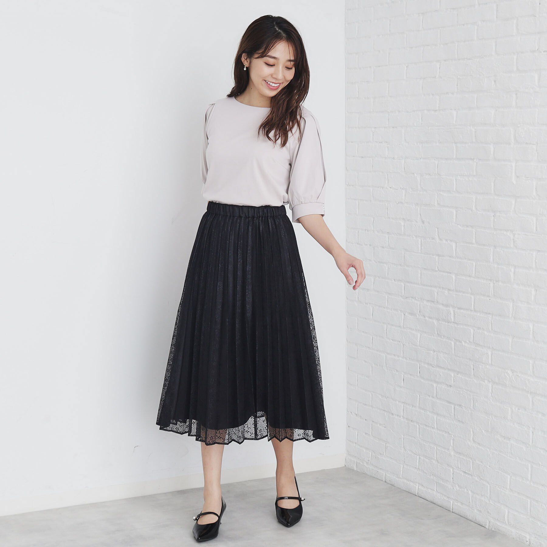 index「ミニフラワーレースプリーツスカート【洗濯機洗い可】」|スカート|