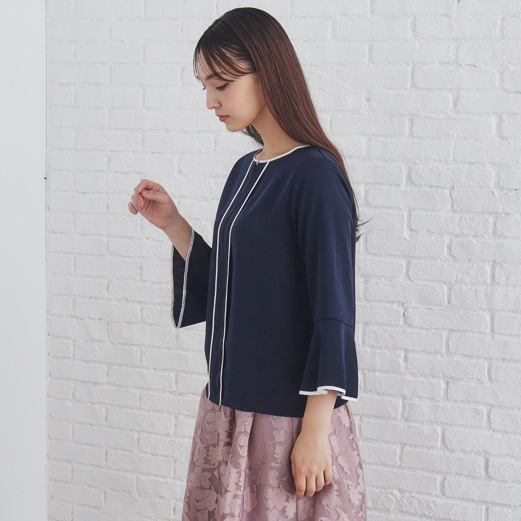 index「バイカラーフレアスリーブブラウス【洗濯機洗い可】」|シャツ・ブラウス|