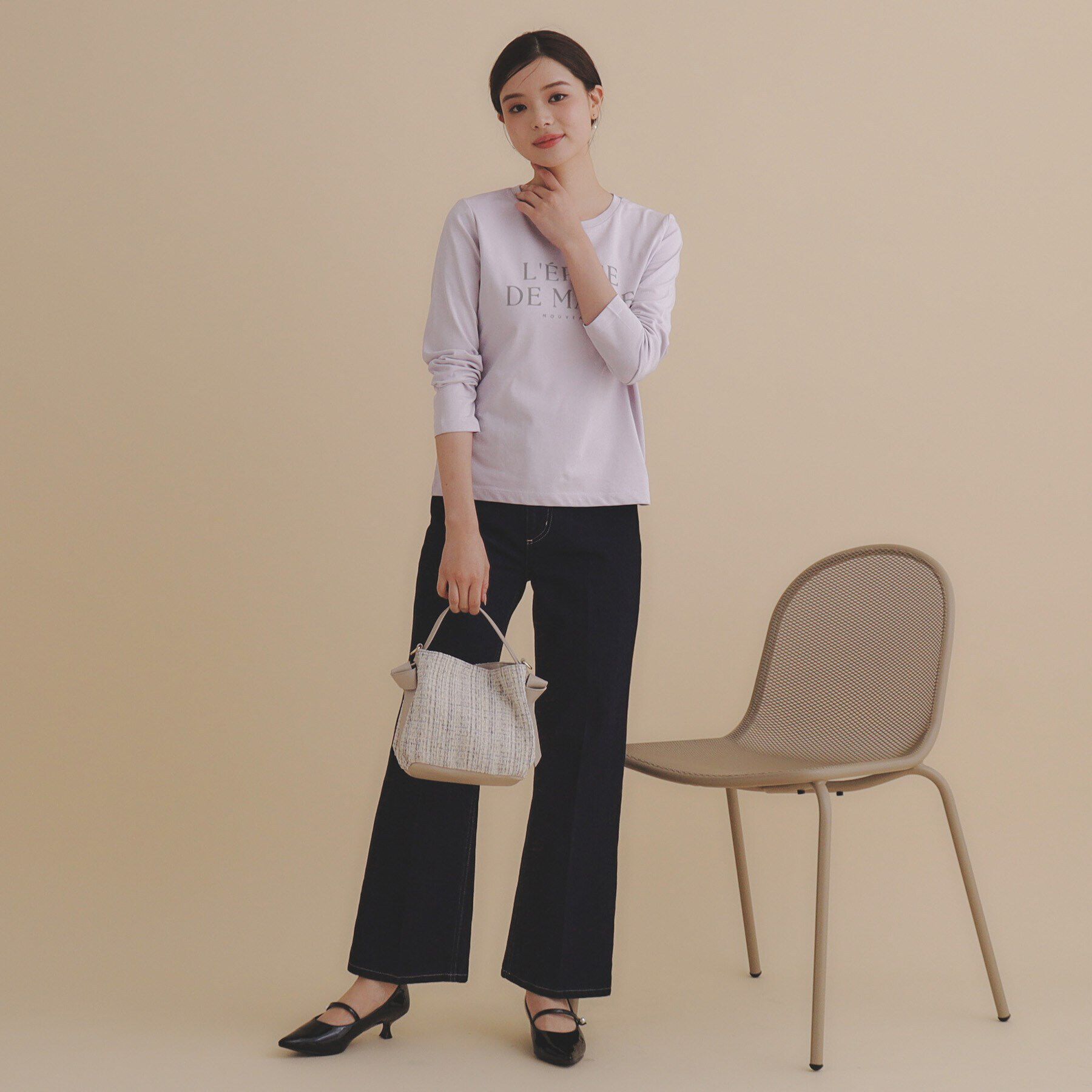 index「UV ロゴプリント7分袖トップス【洗濯機洗い/抗ピル】」|Tシャツ・カットソー|