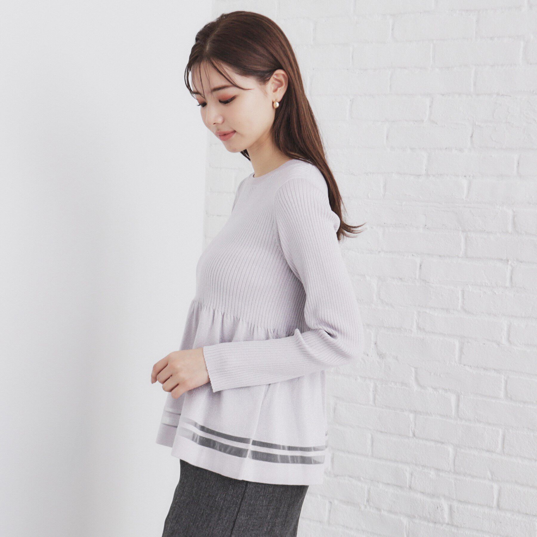 index「シアーラインラメペプラムニット【洗濯機洗い可/抗ピル】」|ニット・セーター|