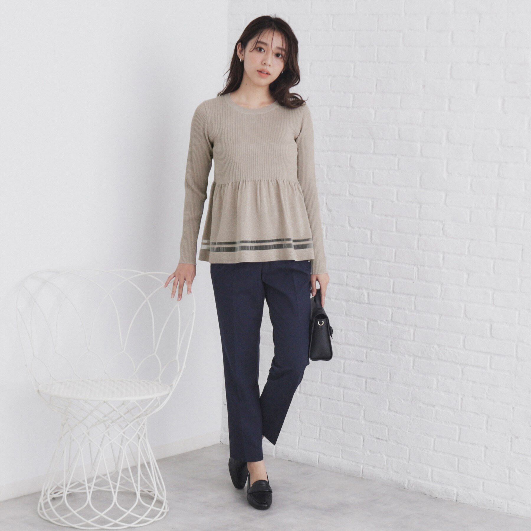 index「シアーラインラメペプラムニット【洗濯機洗い可/抗ピル】」|ニット・セーター|
