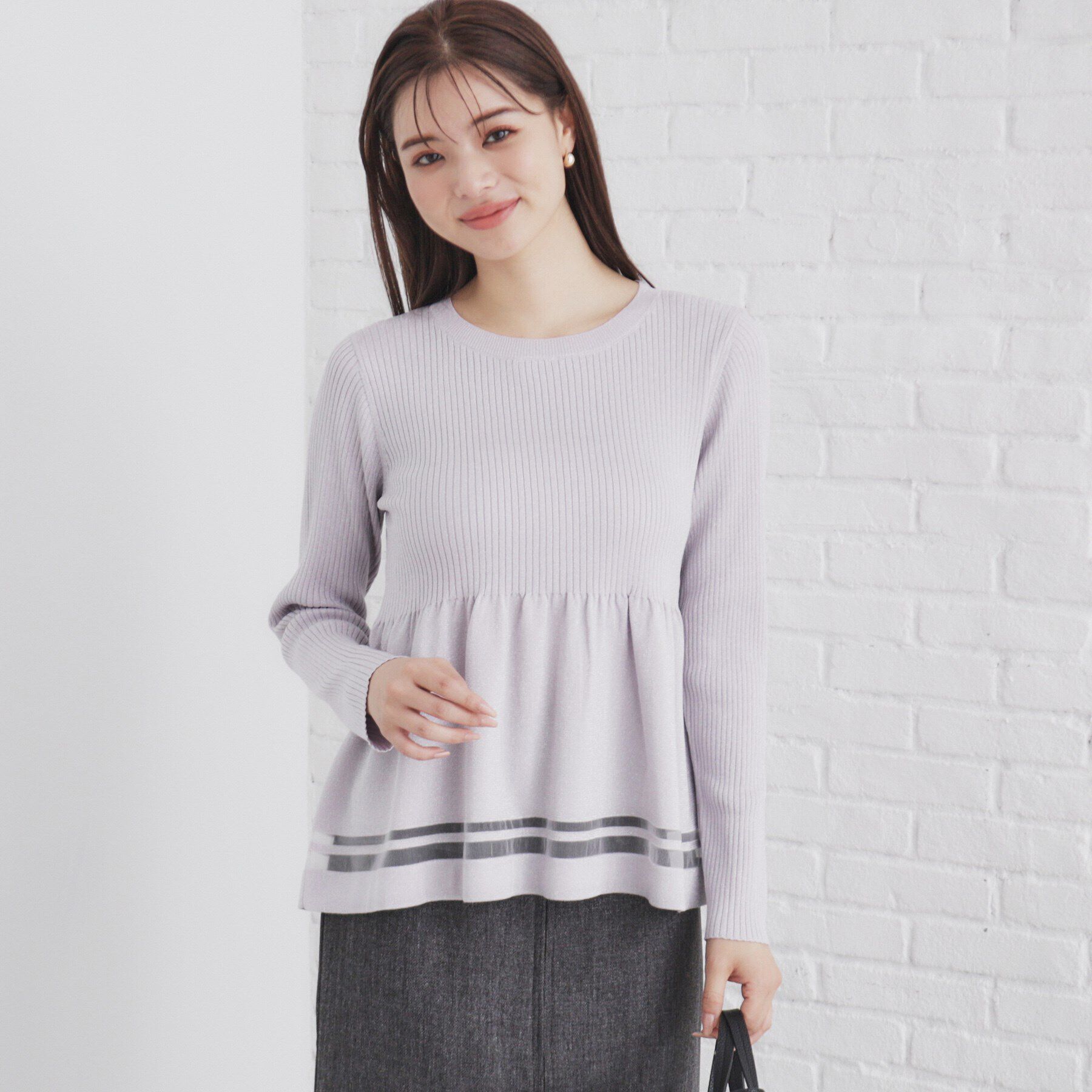 index「シアーラインラメペプラムニット【洗濯機洗い可/抗ピル】」|ニット・セーター|