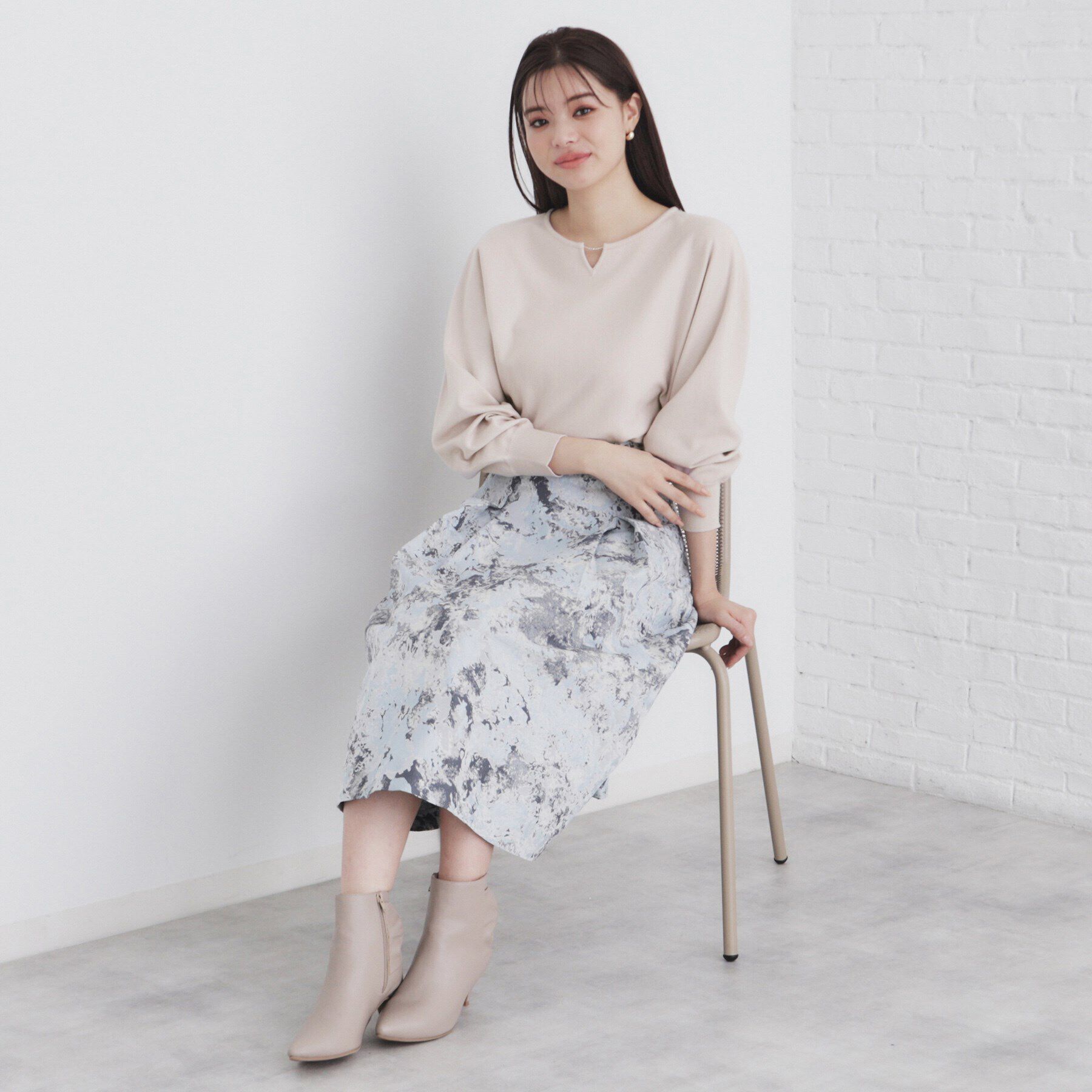 index「《5color/XS-LL》キーネックビジュードルマンニット【洗濯機洗い可】」|ニット・セーター|