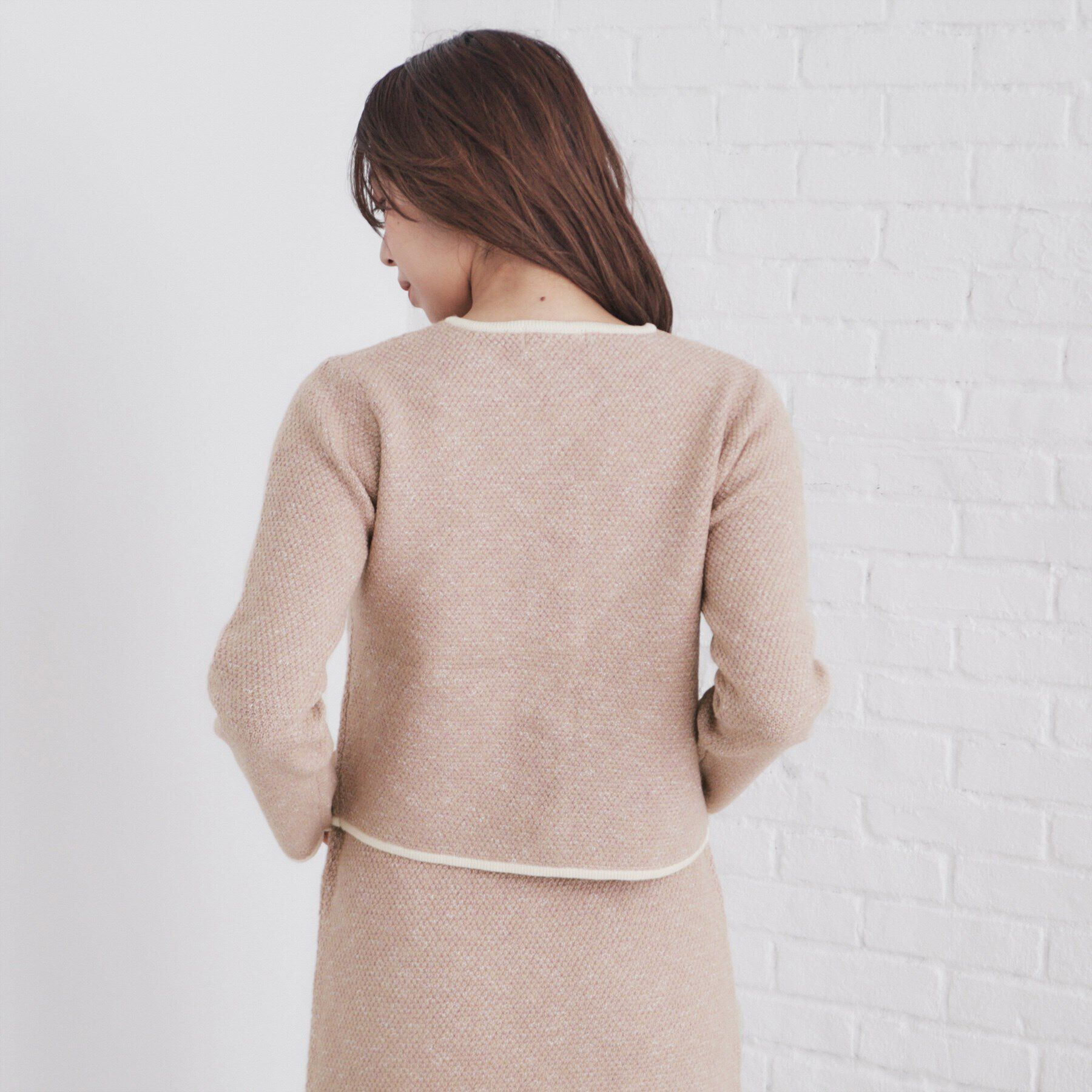 index「パール調ツイードライクノーカラーカーディガン/セットアップ対応【洗濯機洗い可】」|カーディガン|