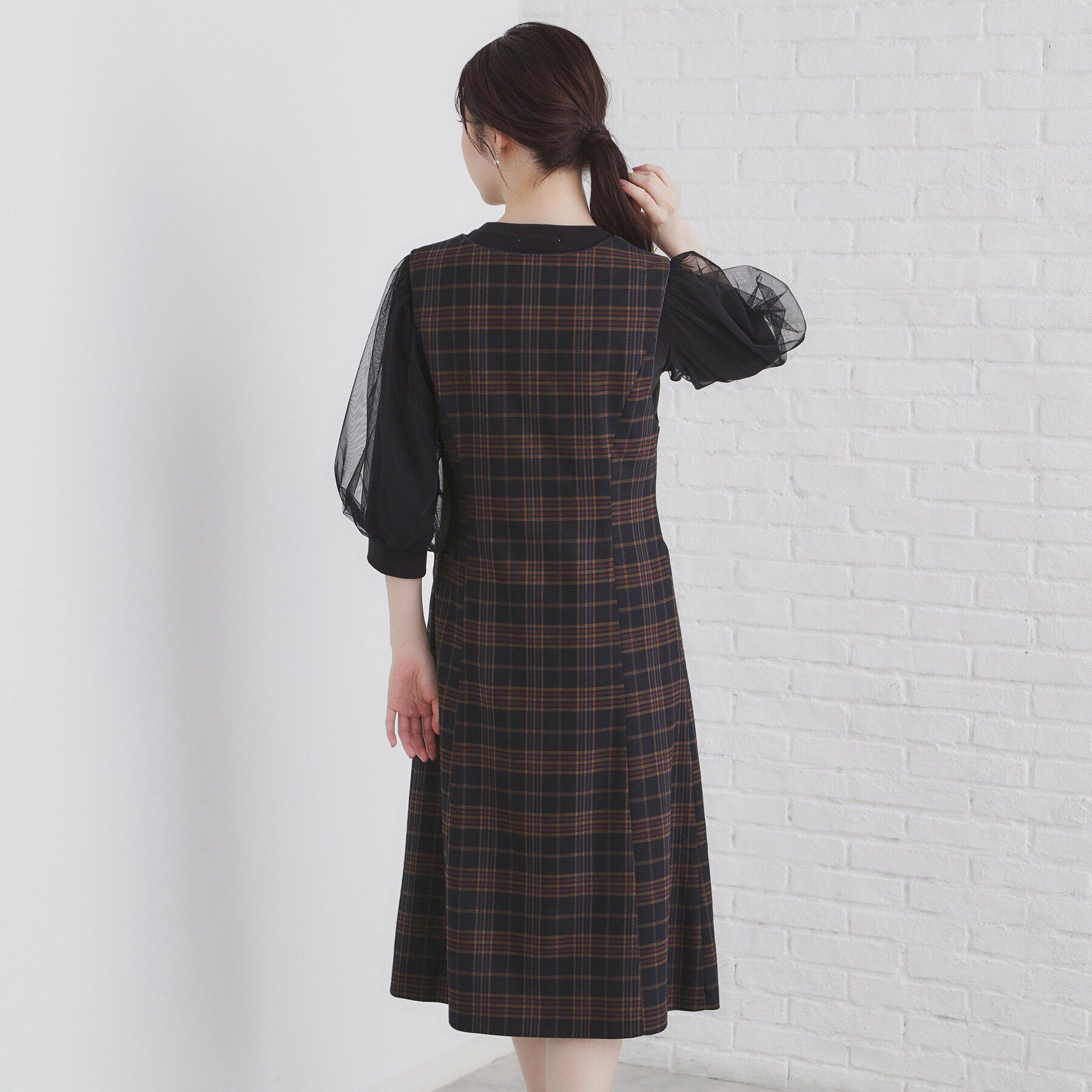 index「チェックジャンスカワンピース【洗濯機洗い可/イージーアイロン】」|ワンピース|