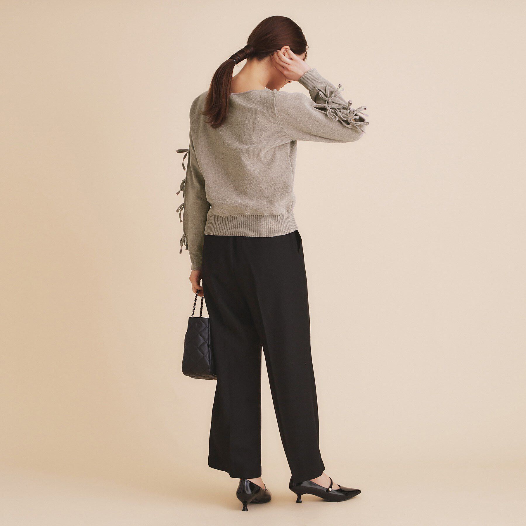 index「モールリボンスリーブニット【洗濯機洗い可】」|Tシャツ・カットソー|