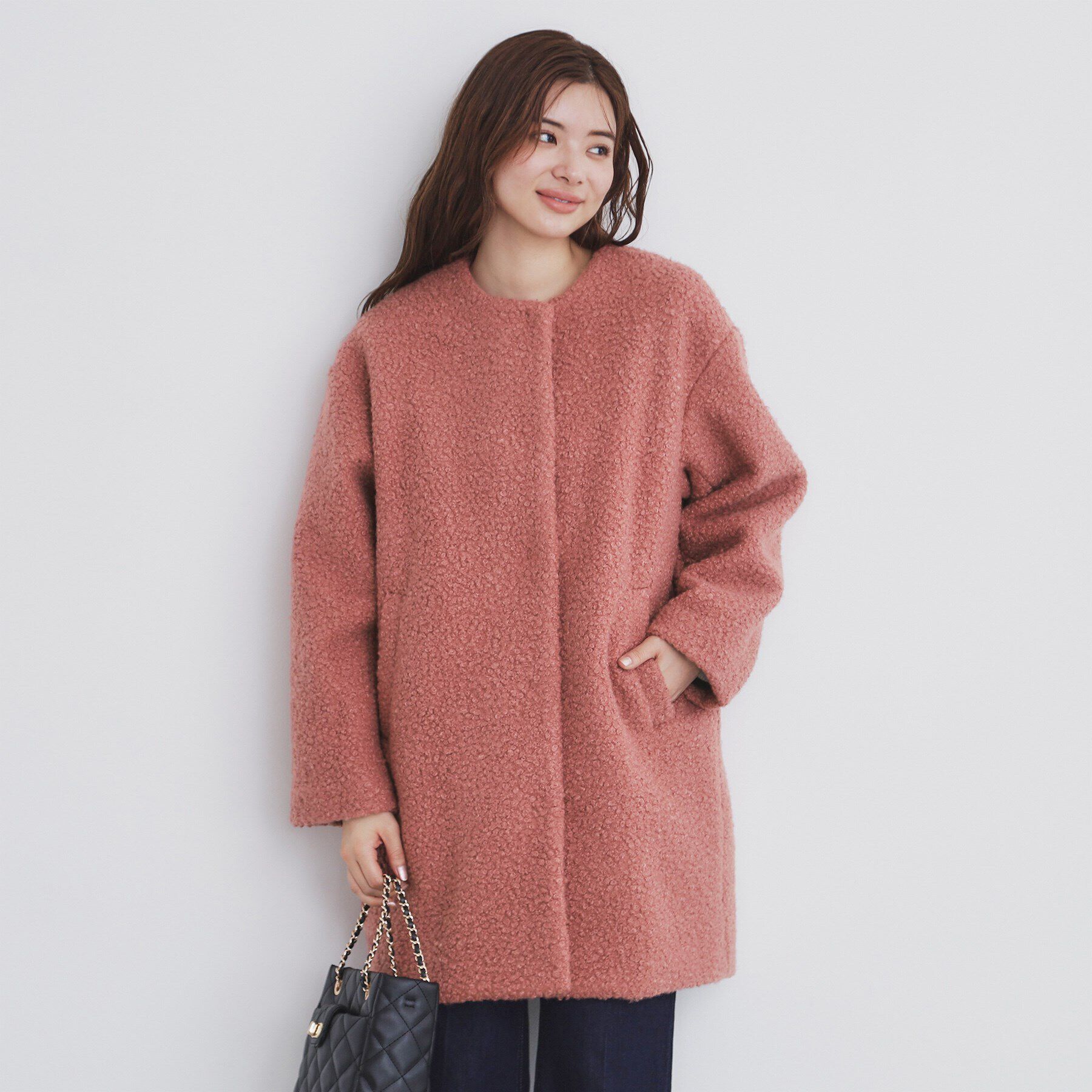 index「ブークレノーカラーミドルコート【洗える】」|ノーカラーコート|