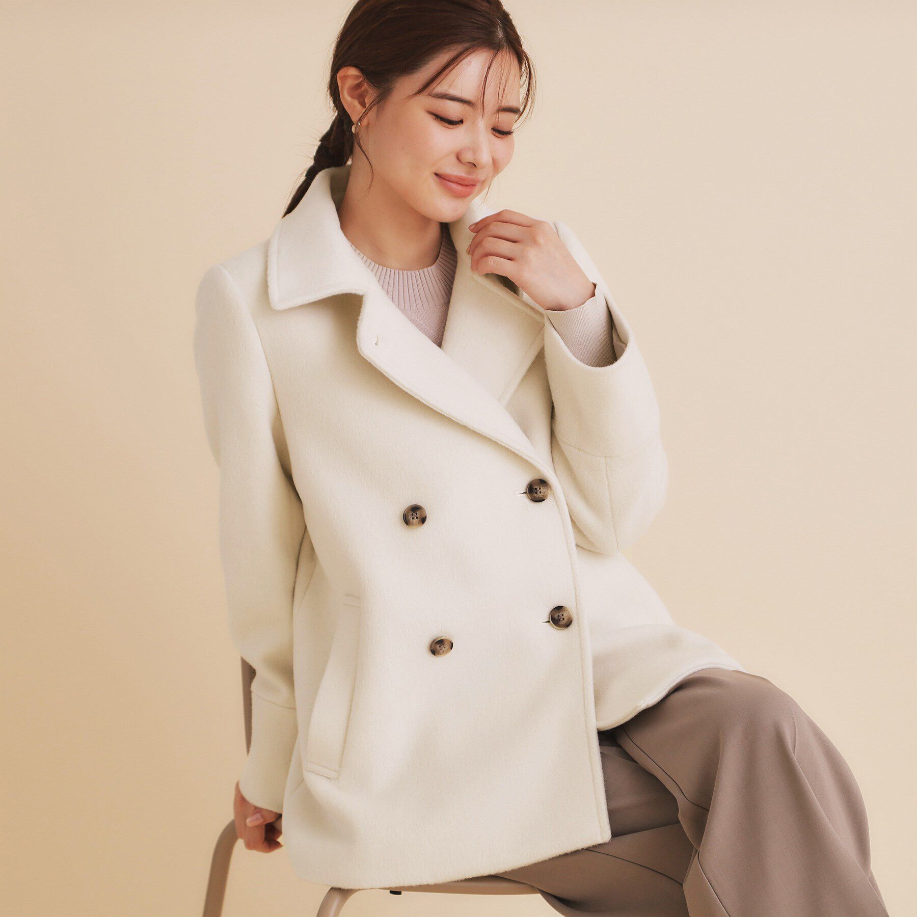 index「《5color/S-Lsize》ウール混 ステンカラーピーコート」|ピーコート|