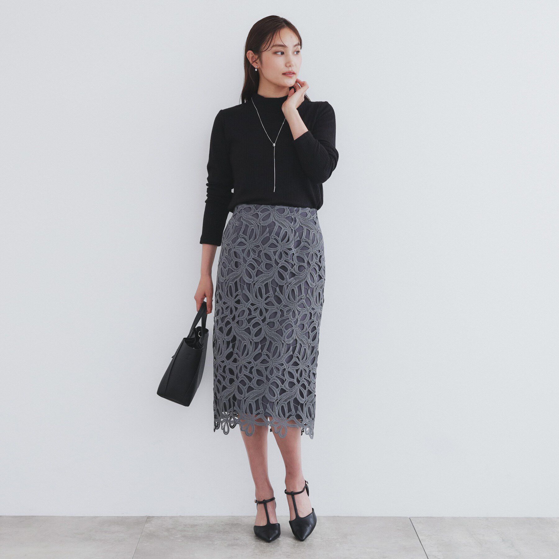 index「《6color/S-LLsize》ラメリブハイネックトップス【洗濯機洗い可/吸湿発熱】」|Tシャツ・カットソー|