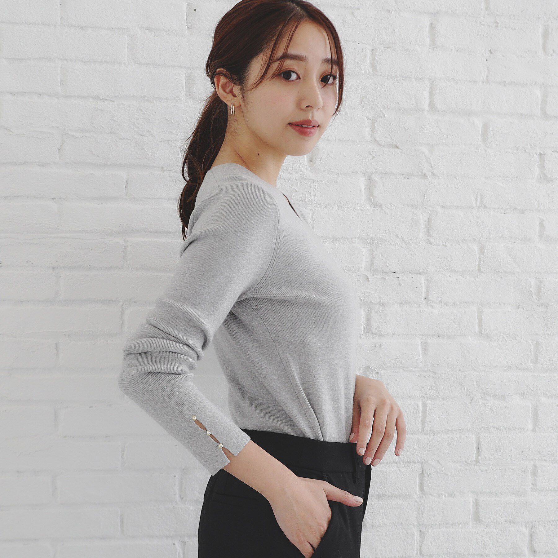 index「《6color/S-LLsize》ラメ混Vネックニット【洗濯機洗い可】」|ニット・セーター|