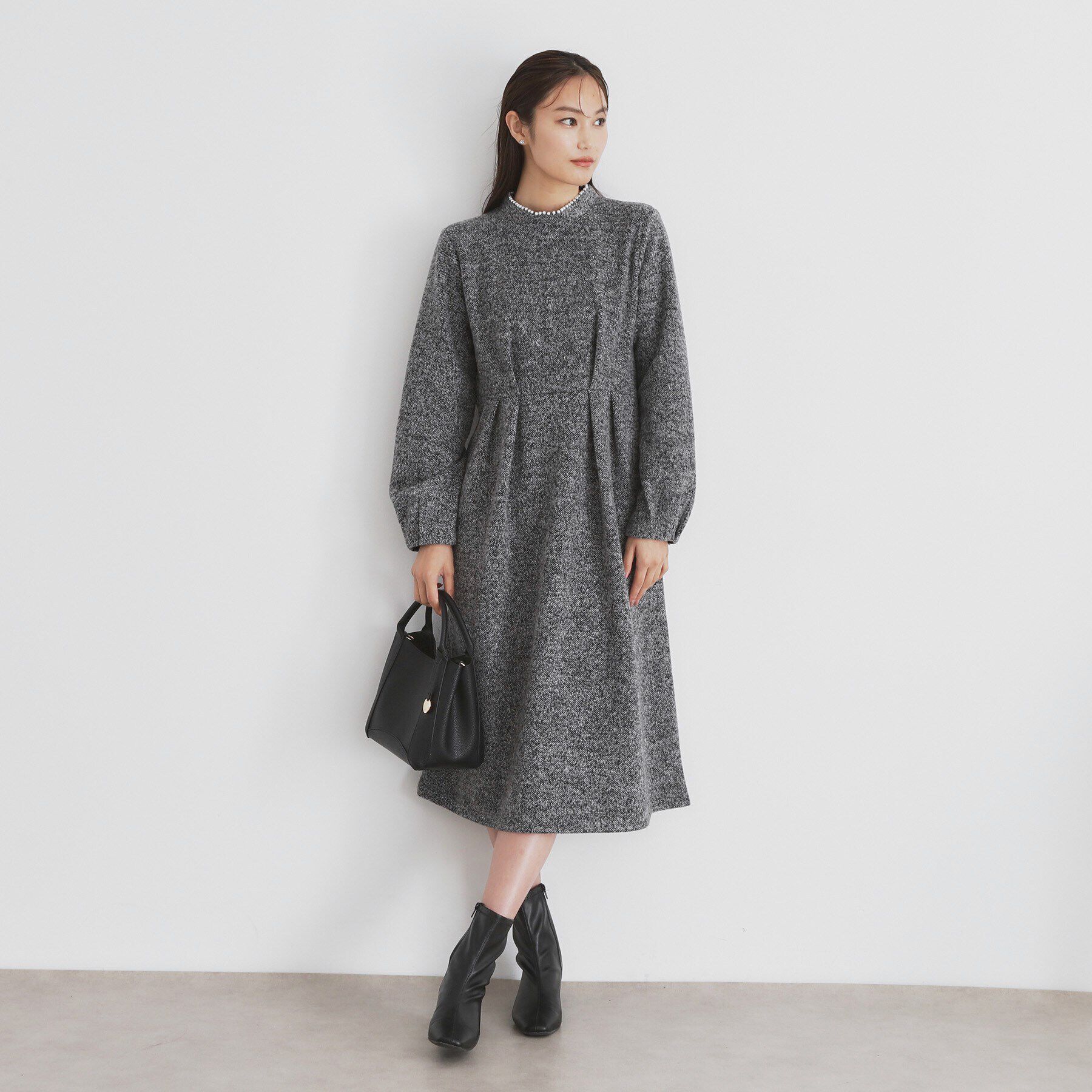 index「《S-LLsize》起毛ツイード調ジャージワンピース【洗濯機洗い可】」|ワンピース|