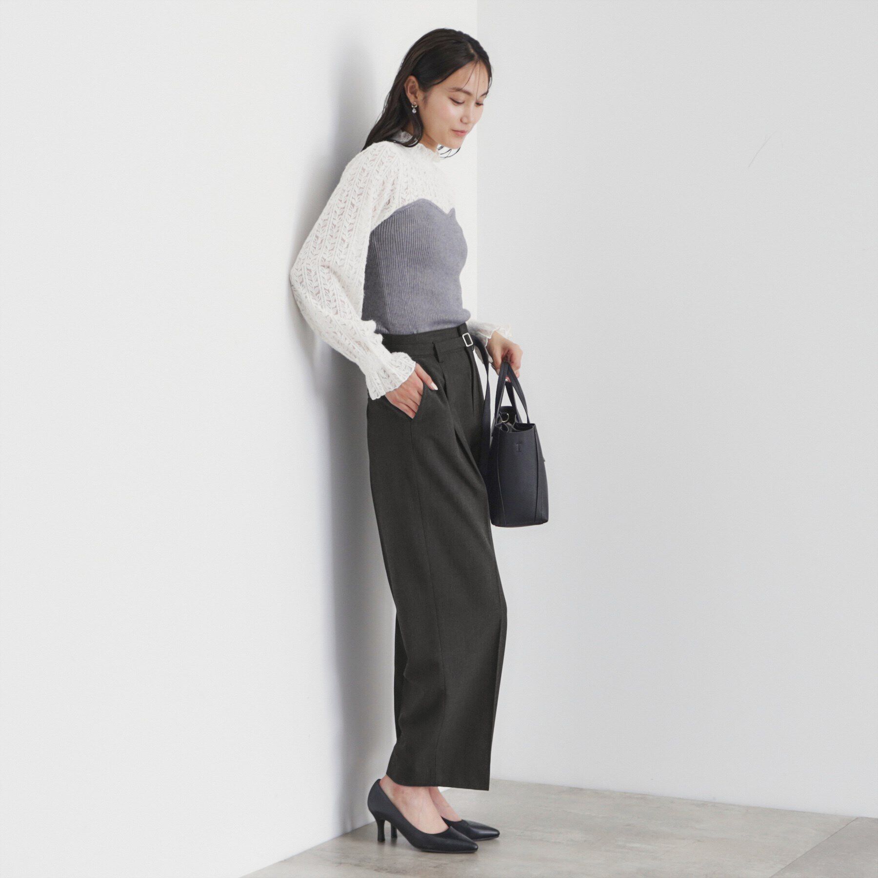 index「《S-LLsize》ストレッチタックワイドパンツ【洗濯機洗い可/吸湿発熱/イージーケア】」|その他|