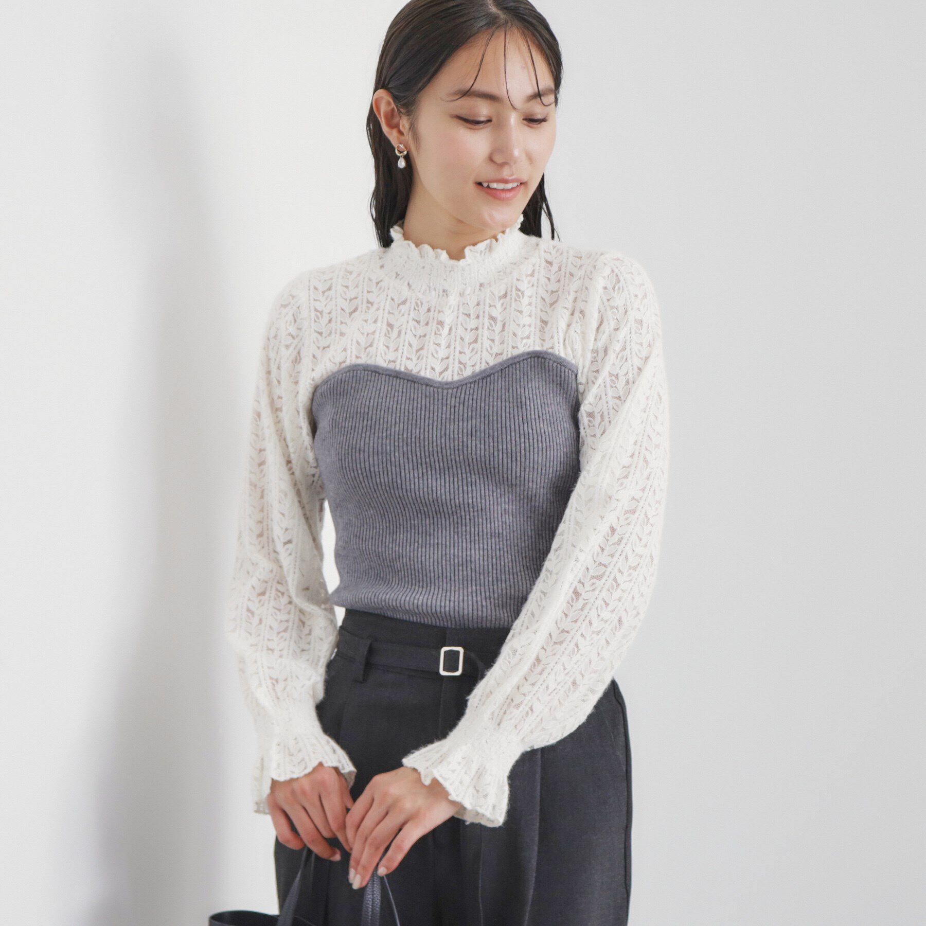 index「レースビスチェドッキングニット【洗える】」|Tシャツ・カットソー|