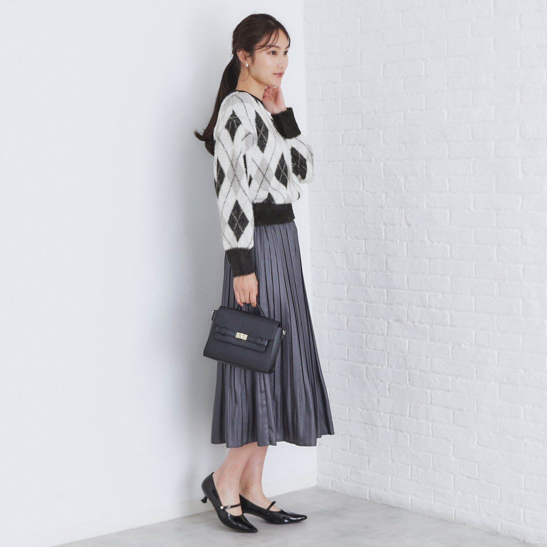 index「アーガイルチェックフェザーニット【洗濯機洗い可】」|ニット・セーター|