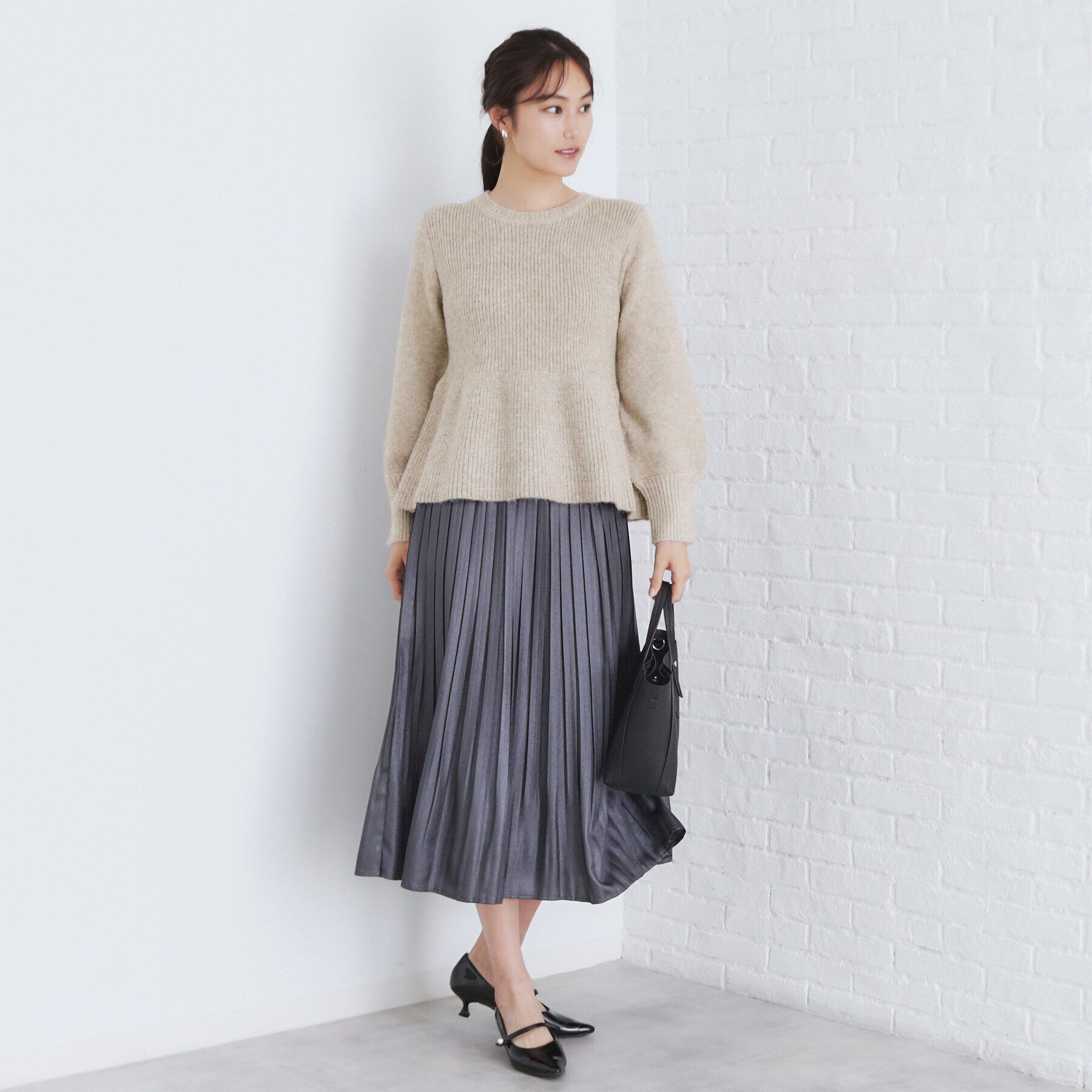 index「ラメペプラムニットトップス【洗濯機洗い可】」|ニット・セーター|