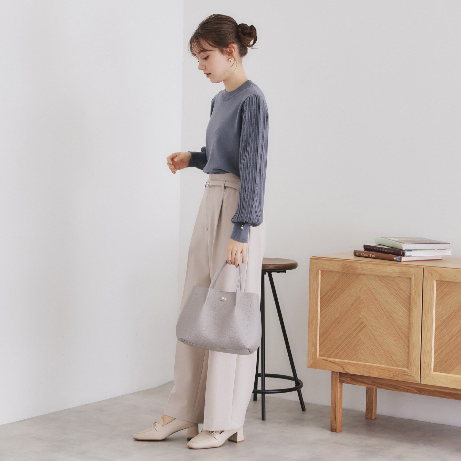 index「パターンスリーブハイネックニット【洗濯機洗い可】」|ニット・セーター|