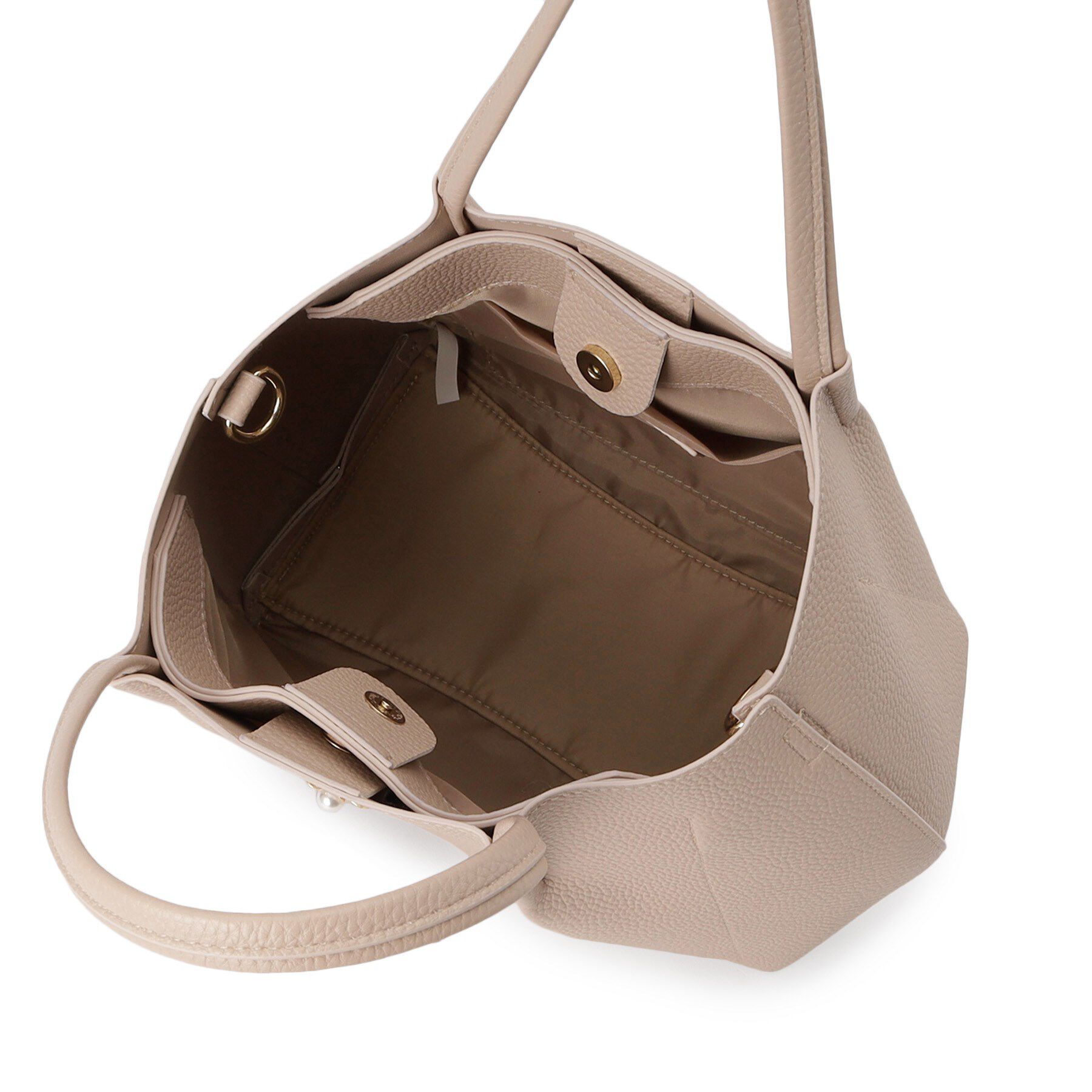 index「【2WAY】フラワーパーツ合皮ミドルトートバッグ」|トートバッグ|