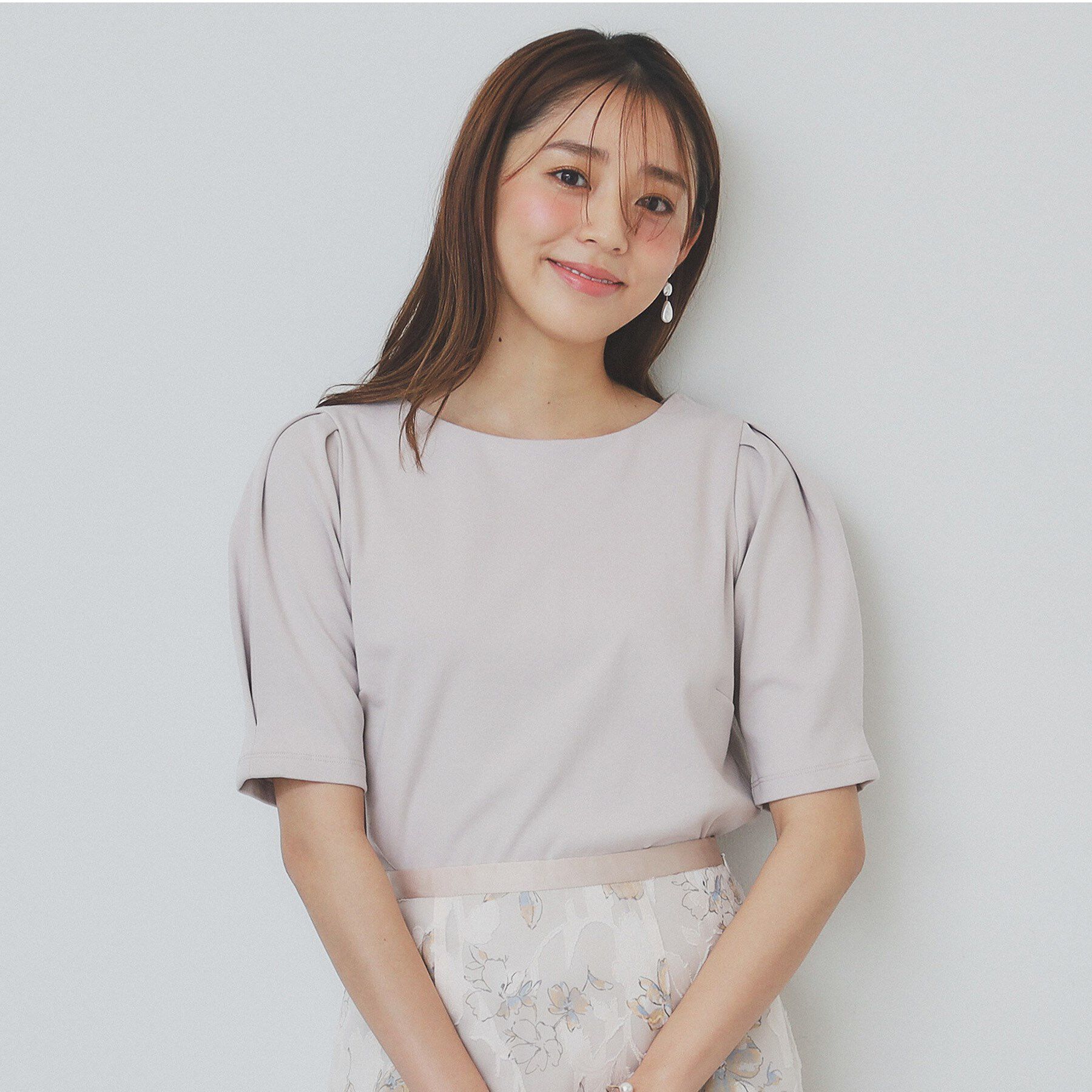 index「《10色展開/XS-LLサイズ》コットンスムースタックスリーブトップス【UV/接触冷感/洗濯機洗い可」|Tシャツ・カットソー|