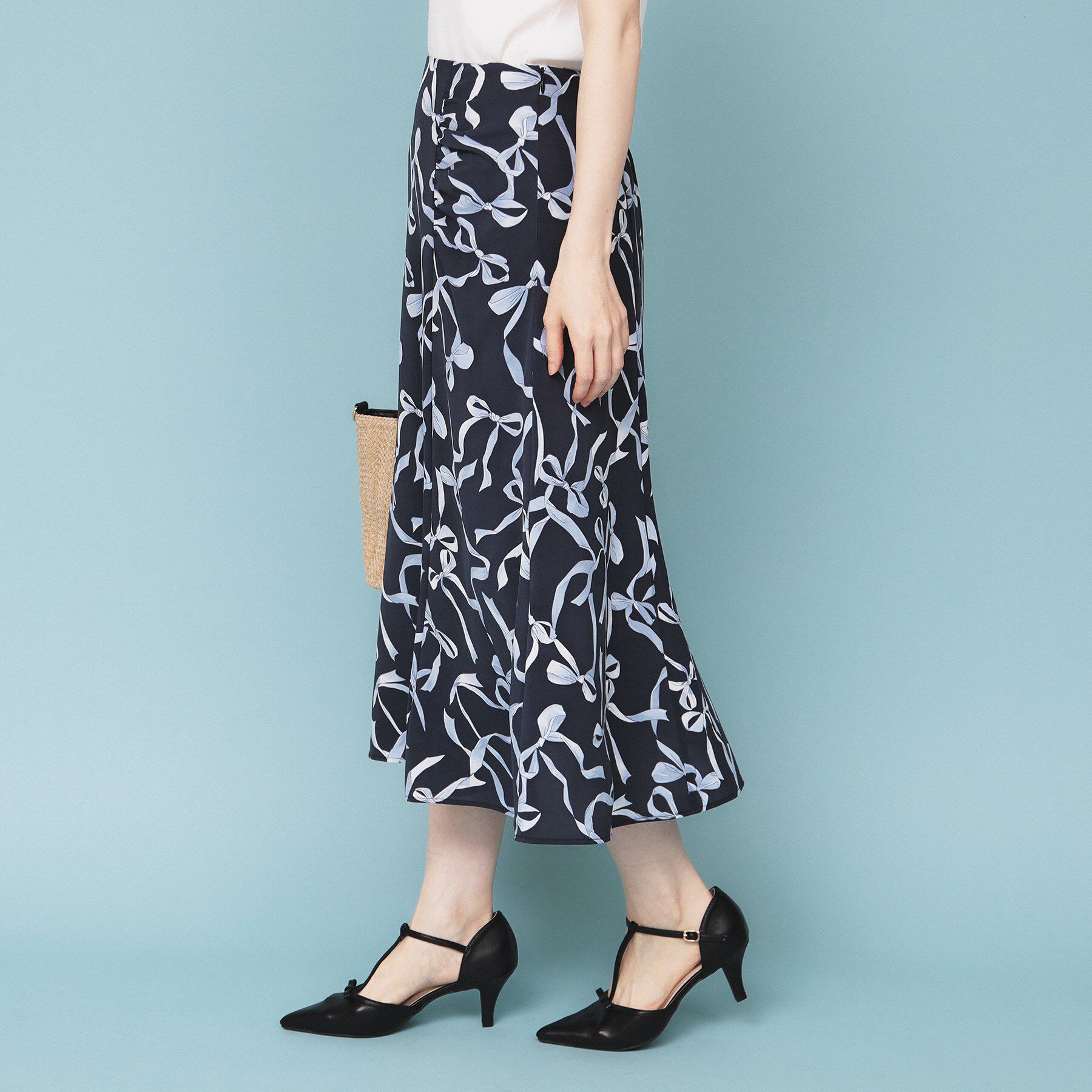 index「リボン柄マーメイドフレアスカート【洗濯機洗い可/イージーアイロン】」|スカート|