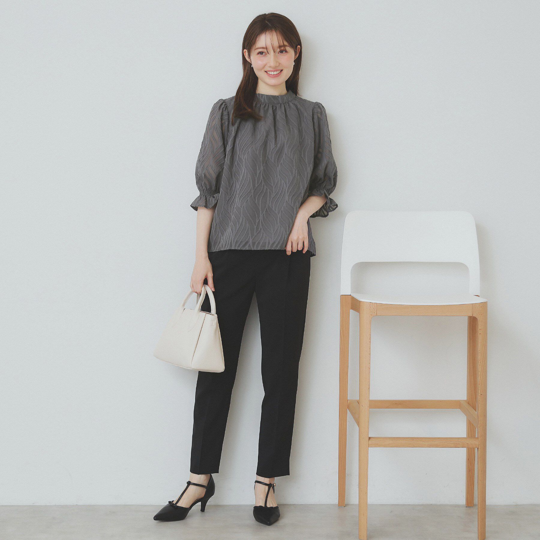 index「リーフカットジャカードブラウス【洗濯機洗い可/イージーアイロン】」|シャツ・ブラウス|