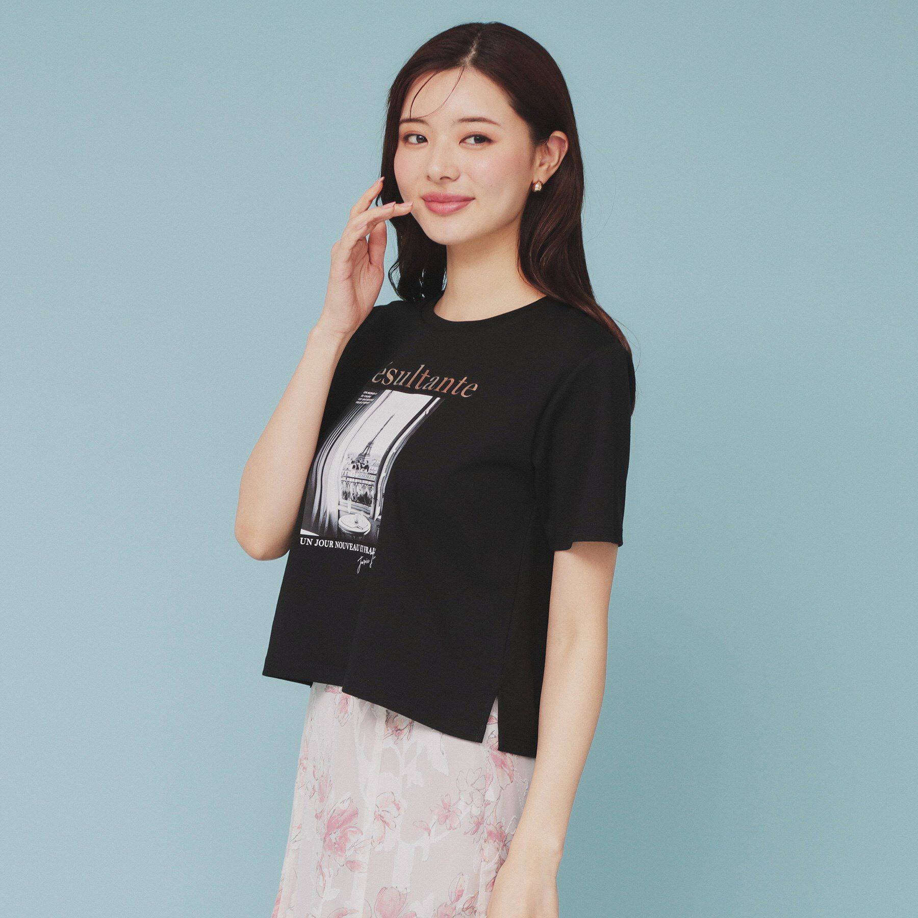 index「箔プリントショート丈Tシャツ【UV/接触冷感/洗濯機洗い可】」|Tシャツ・カットソー|