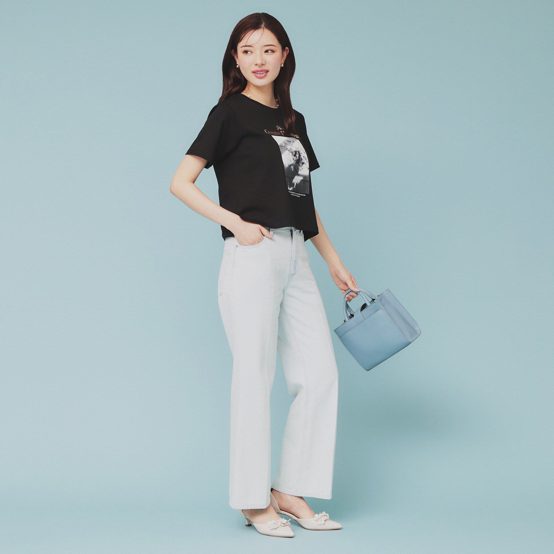 index「箔プリントショート丈Tシャツ【UV/接触冷感/洗濯機洗い可】」|Tシャツ・カットソー|