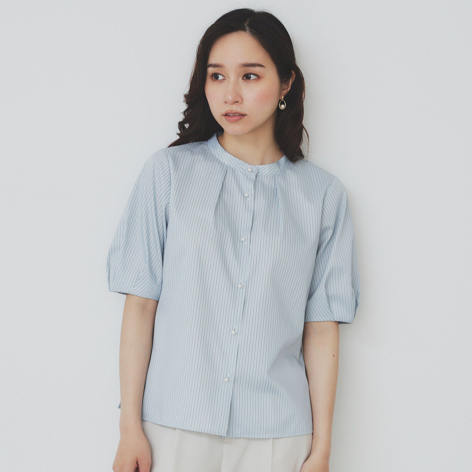 index「バンドカラータックブラウス【洗濯機洗い可/イージーアイロン/防シワ】」|シャツ・ブラウス|