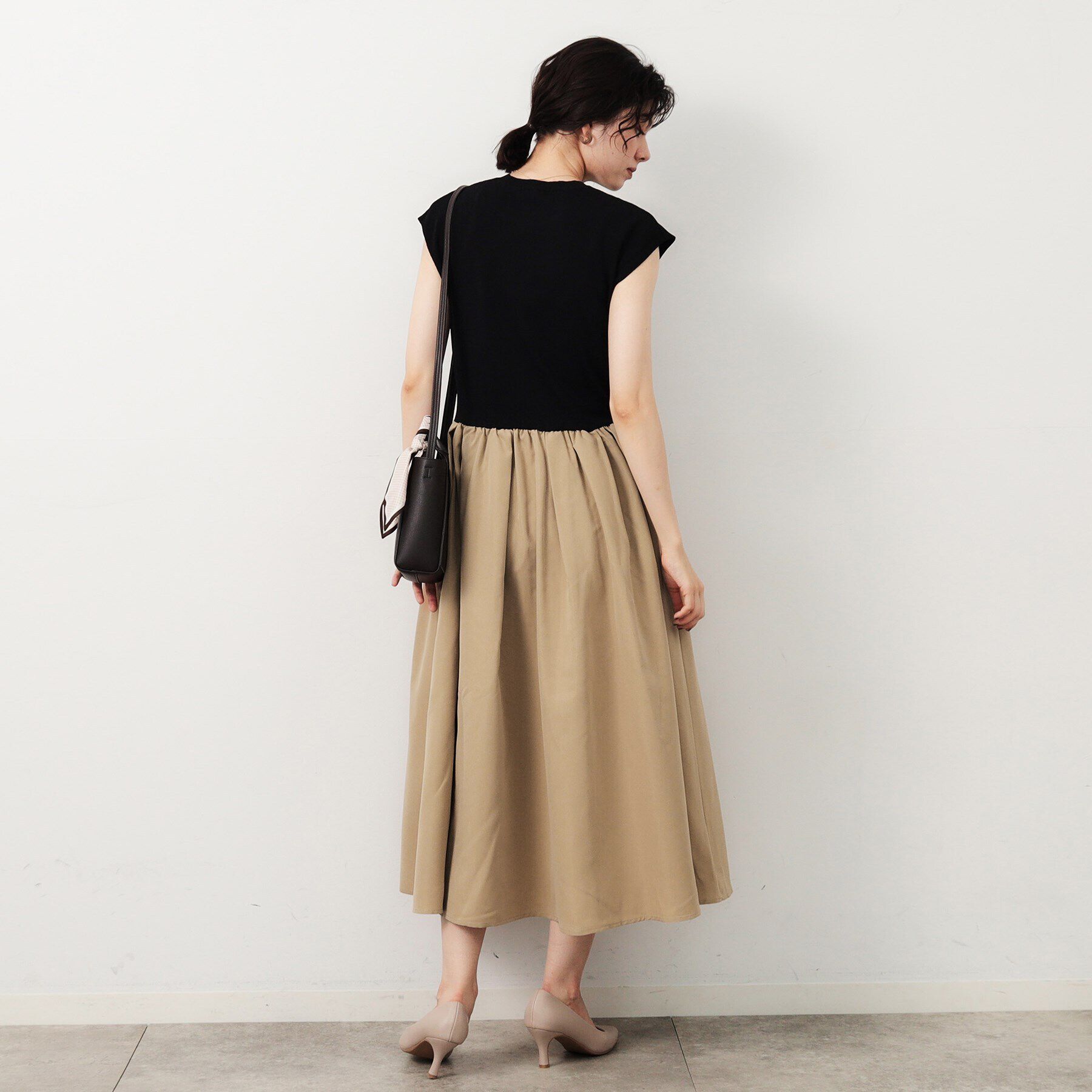 OPAQUE.CLIP「フレンチスリーブニットドッキングワンピース【洗濯機洗い可】」|ワンピース|