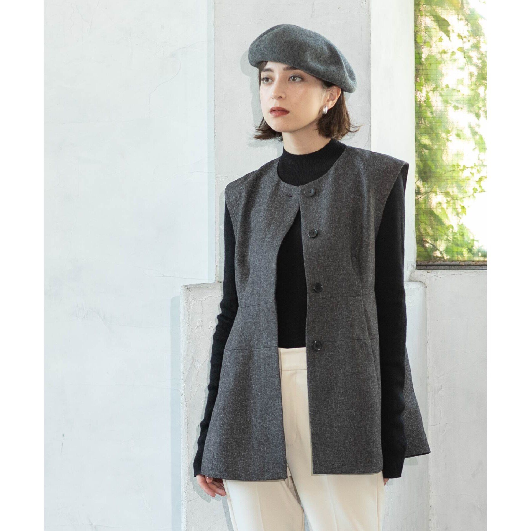 OPAQUE.CLIP「ウールライクペプラムジレ【洗濯機洗い可】」|ベスト・ジレ|