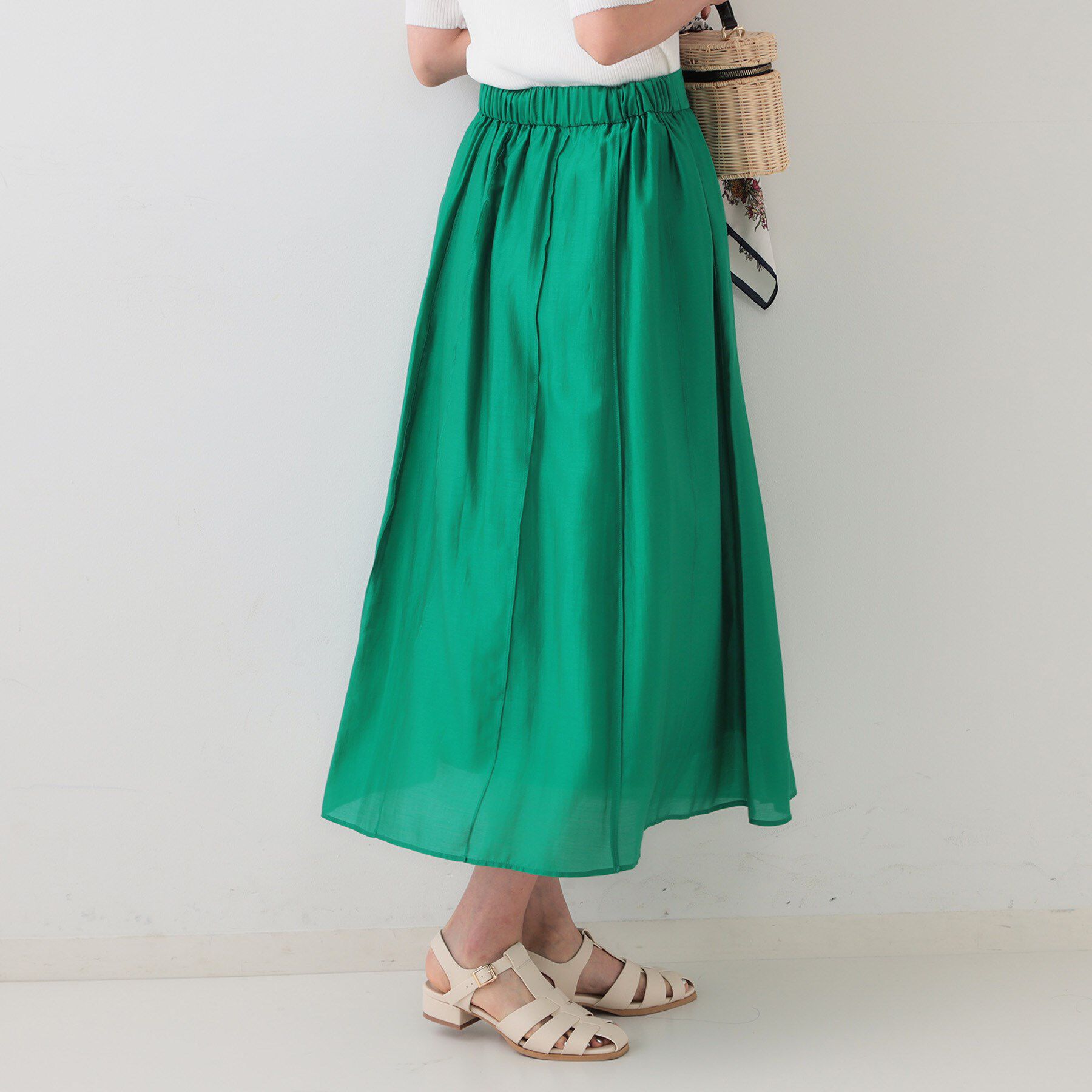 OPAQUE.CLIP「シアーピンタックフレアスカート【洗濯機洗い可】」|スカート|