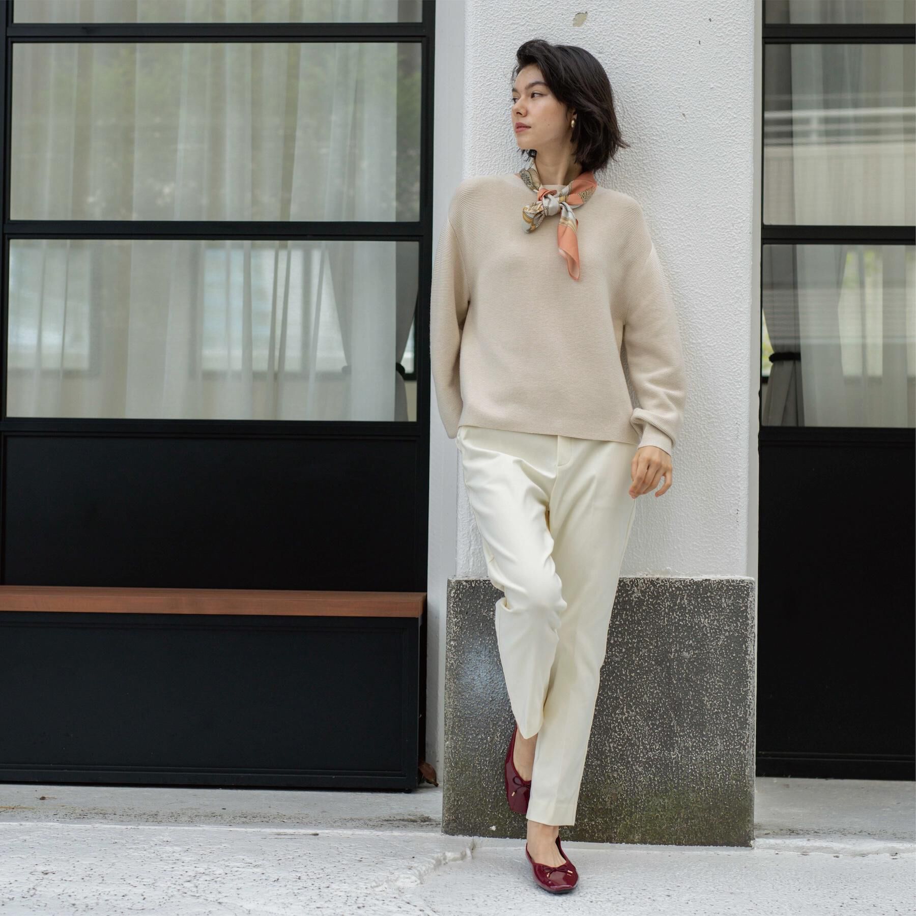 OPAQUE.CLIP「ラメガーターボートネックニット【洗濯機OK】」|ニット・セーター|