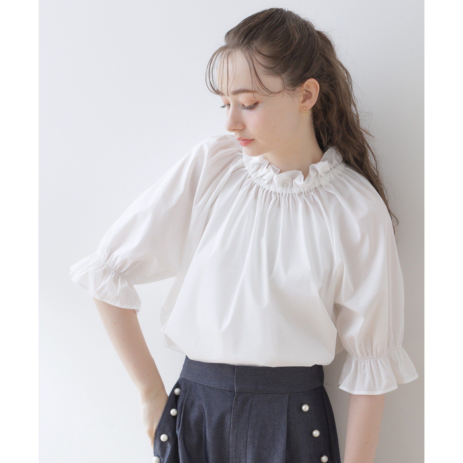 Couture broach「ギャザーフリルリボンタイ」|シャツ・ブラウス|