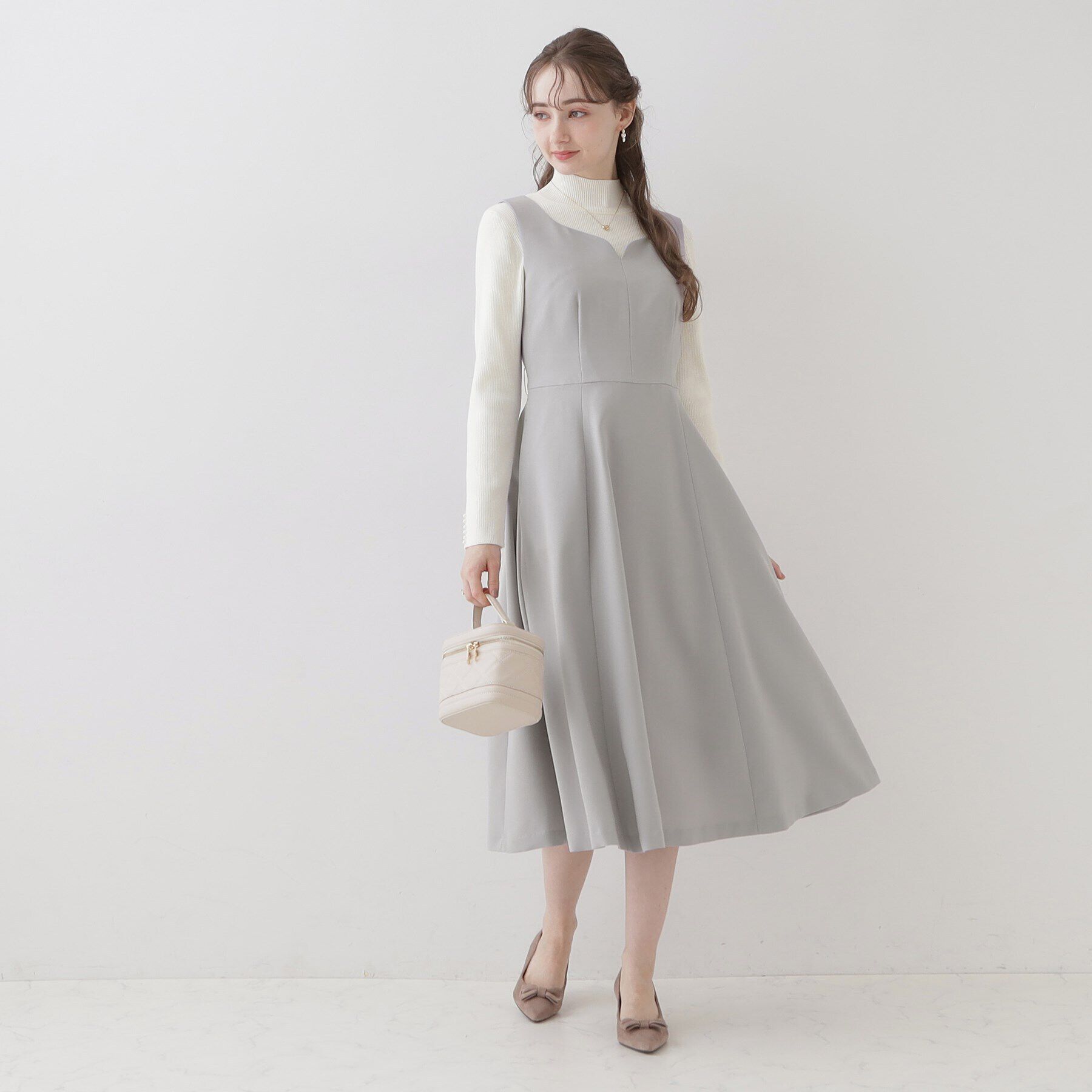 Couture broach「【美シルエット・ほろ甘ジャンスカ】フィット＆フレアージャンスカ」|ワンピース|