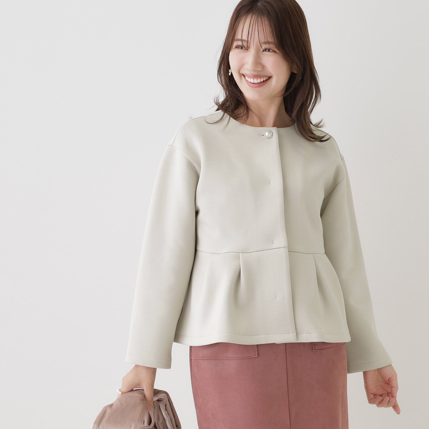 Couture broach「ダンボールペプラムジャケット」|ノーカラージャケット|