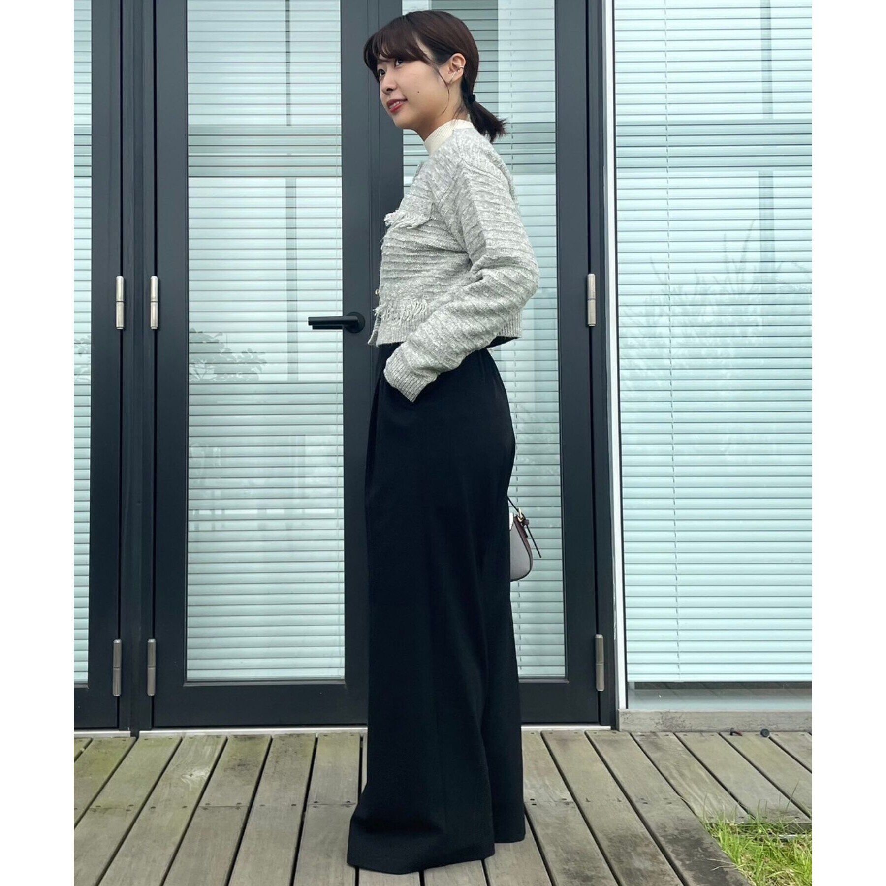 Couture broach「【上品な着こなしが叶う】ツイード風ニットジャケットカーディガン」|カーディガン|