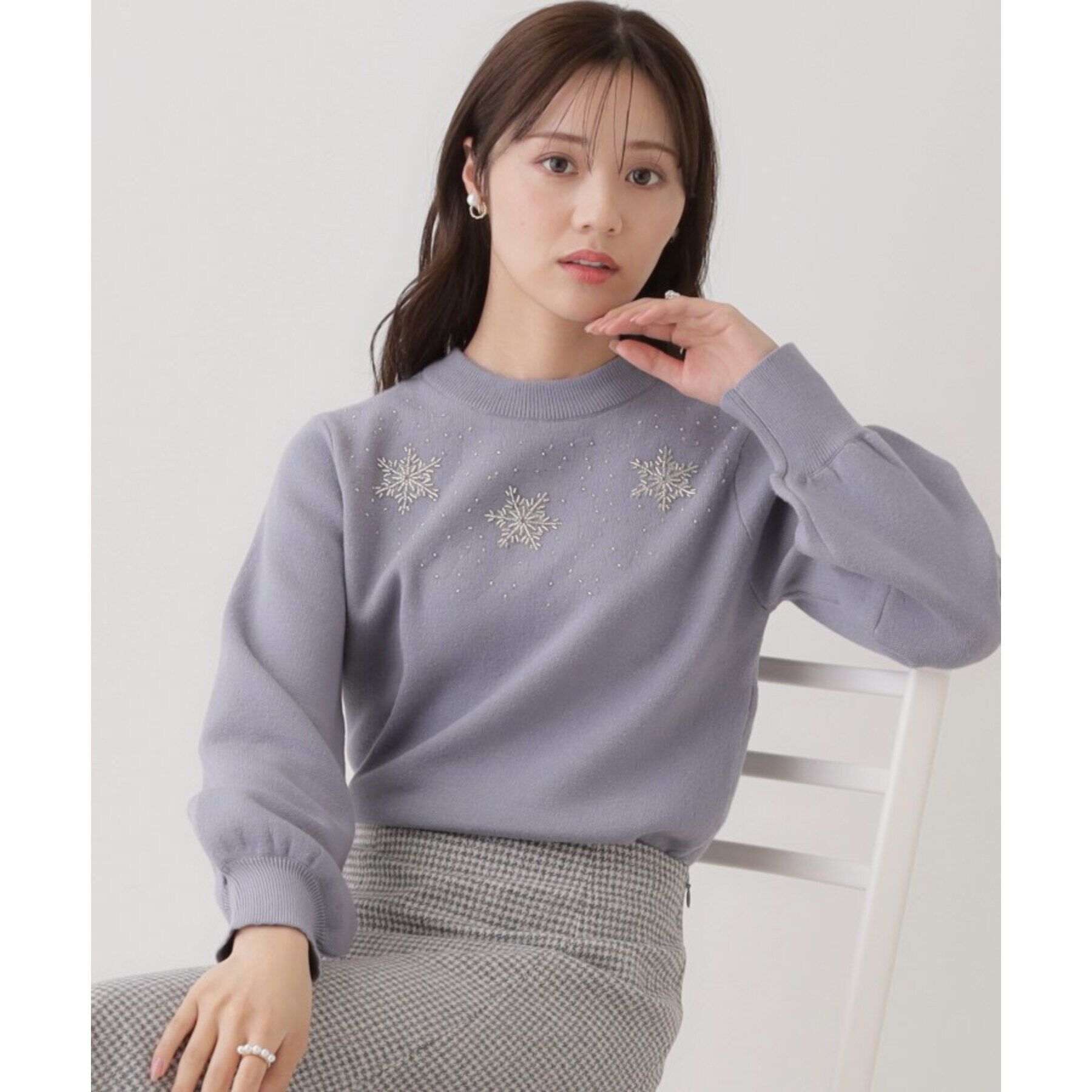 Couture broach「【冬の映えニット】ルネージュエンブロニット」|ニット・セーター|ﾌﾞﾙｰ(091)