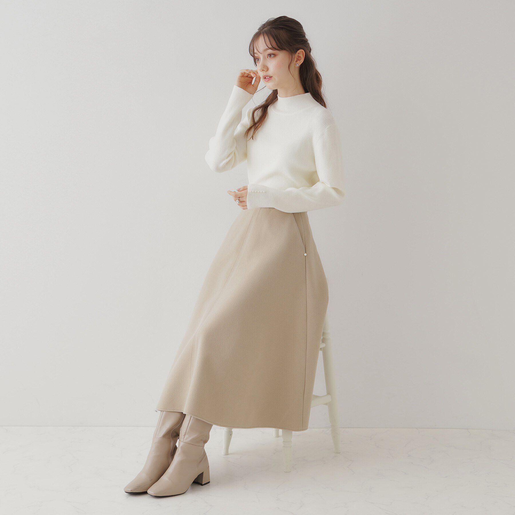 Couture broach「フェイクウールニットスカート」|スカート|