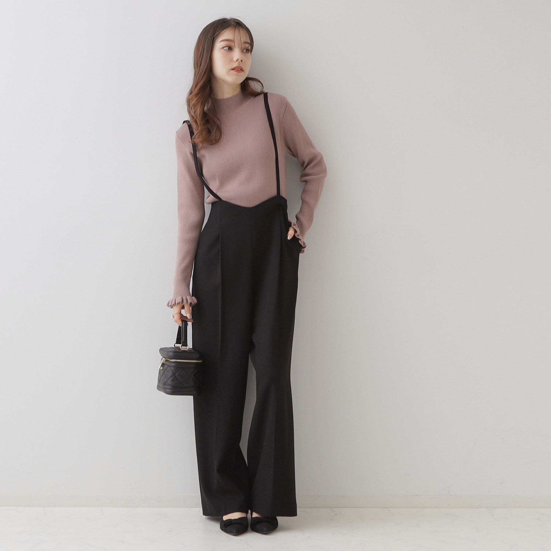 Couture broach「【華奢見せが叶う】サス付き裏起毛ジョーゼットワイドパンツ」|その他|