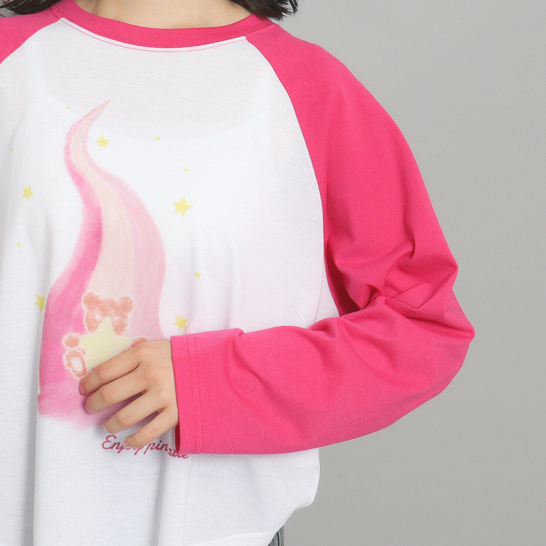 PINK-latte「【130cmあり】ラグランプリントロンT」|Tシャツ・カットソー|