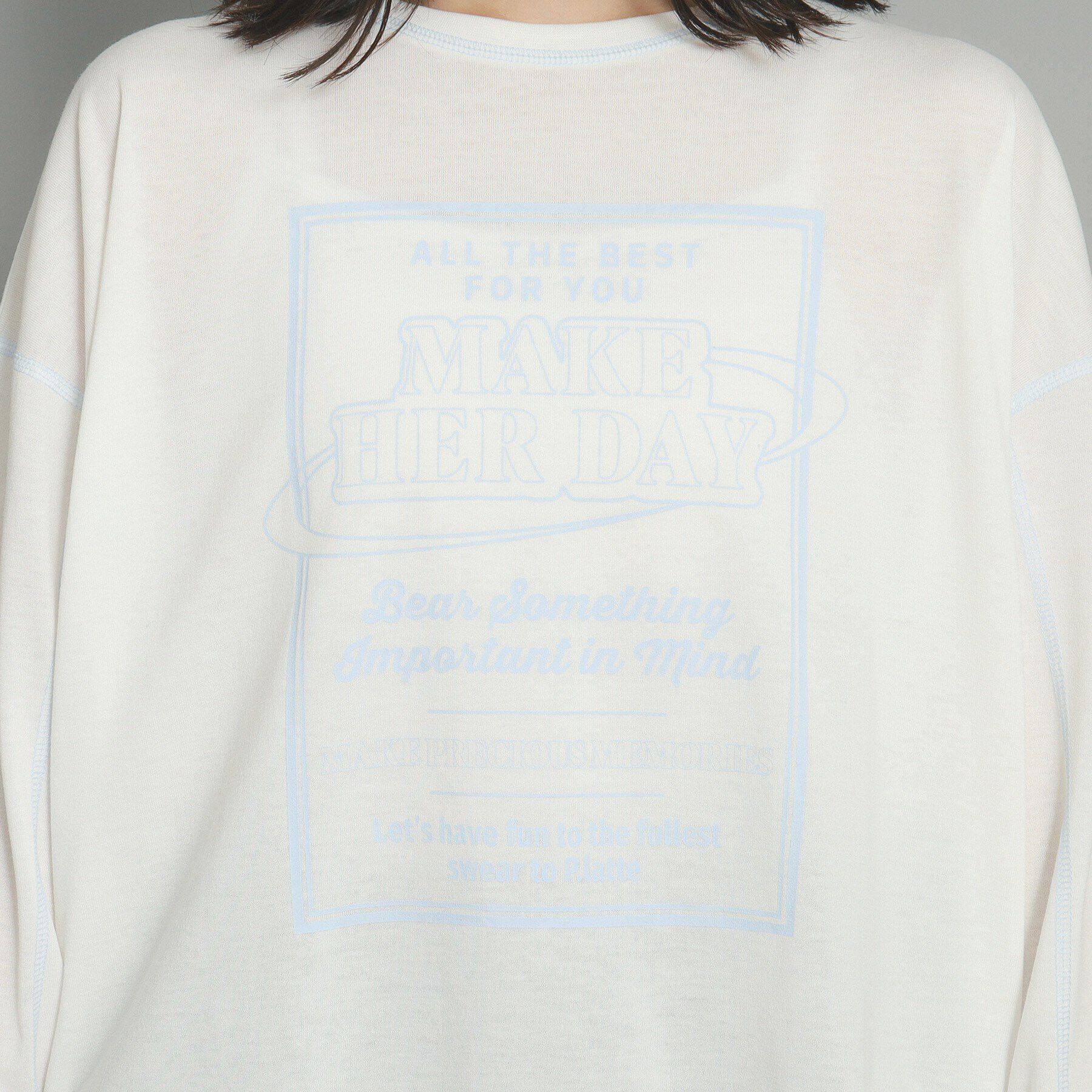 PINK-latte「【130cmあり】ステッチロゴロンT」|Tシャツ・カットソー|