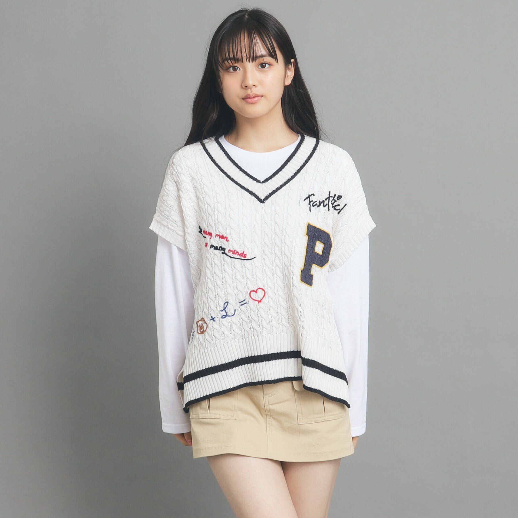 PINK-latte「プレッピーニットベスト」|ベスト・ジレ|
