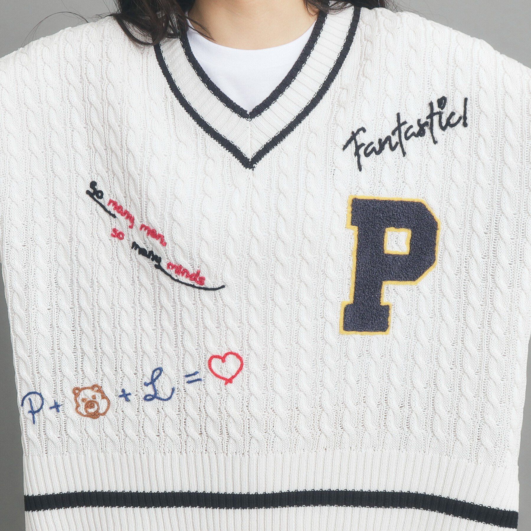 PINK-latte「プレッピーニットベスト」|ベスト・ジレ|