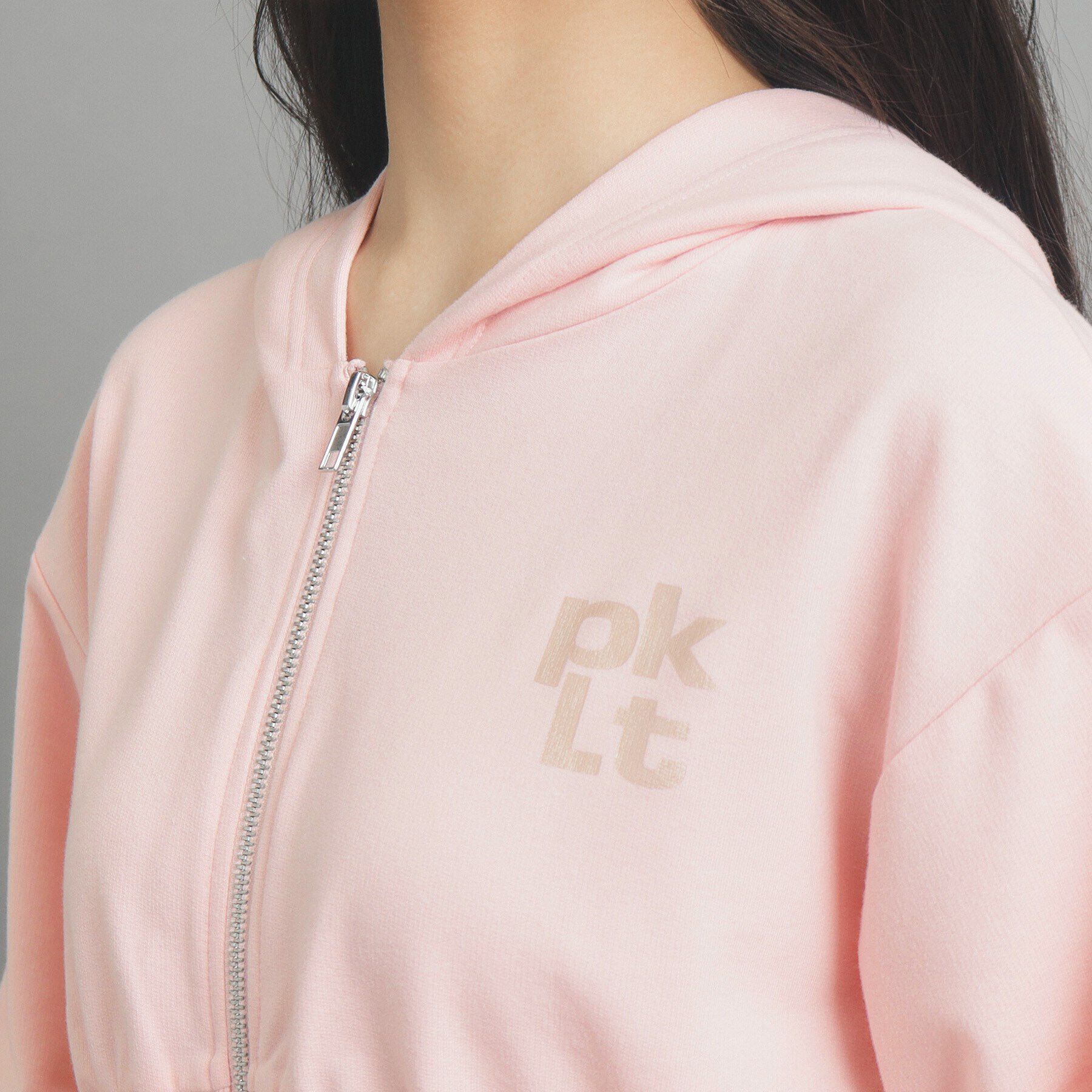 PINK-latte「【130cmあり】ショート丈フードジップパーカ」|パーカー|