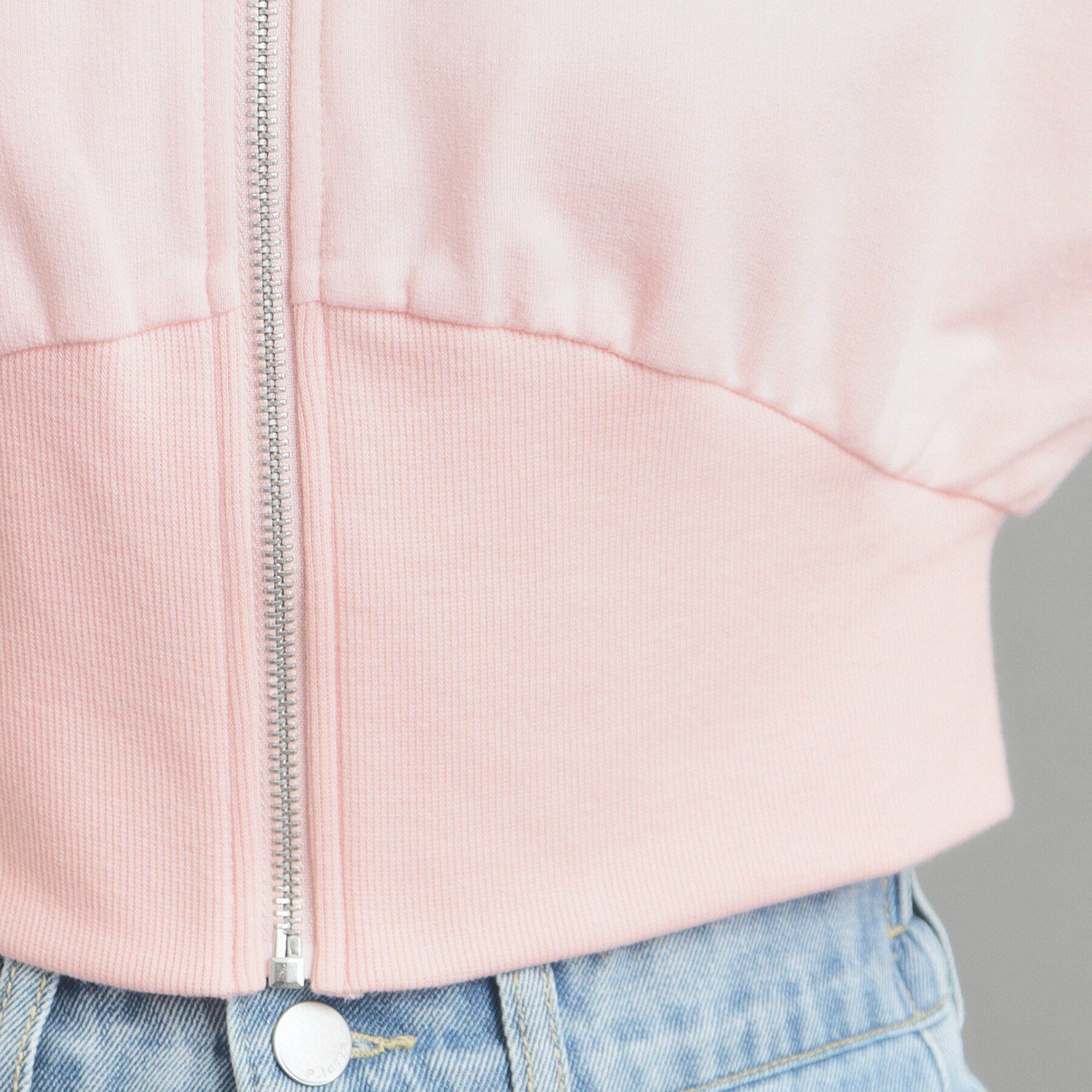 PINK-latte「【130cmあり】ショート丈フードジップパーカ」|パーカー|