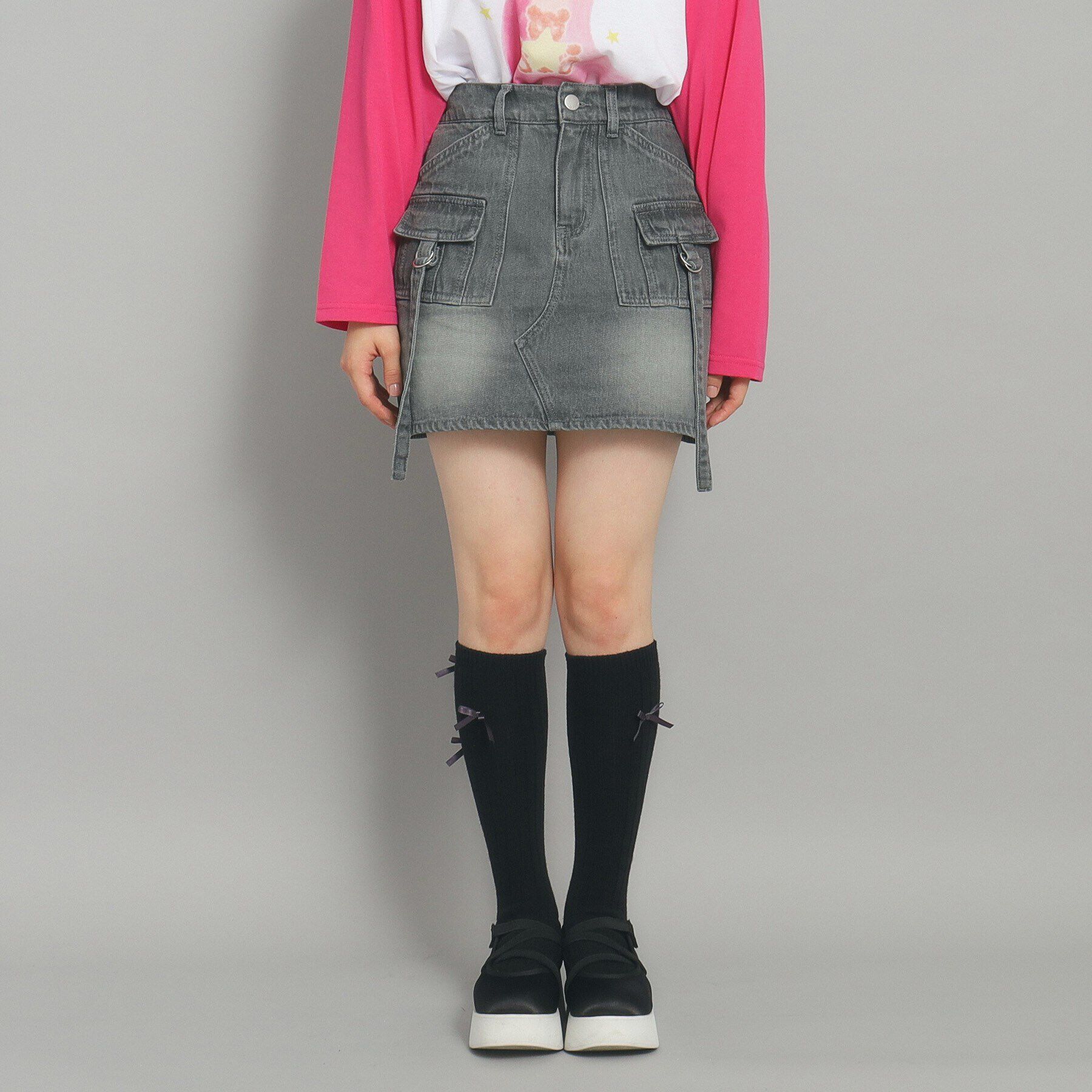PINK-latte「【インナー付き】デニムカーゴスカート」|スカート|