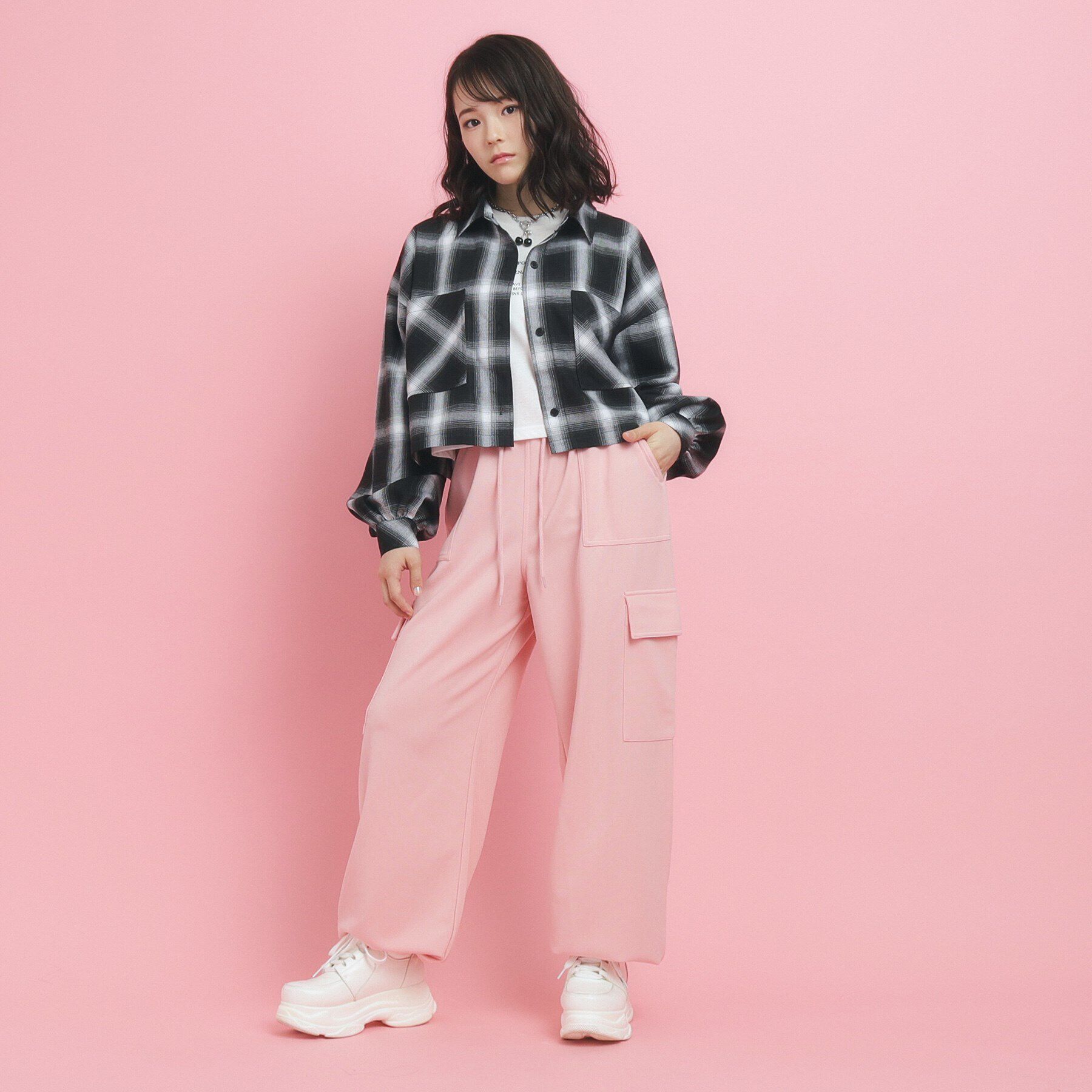 PINK-latte「【カラー追加/セットアイテム】ショート丈シャツブルゾン」|その他|