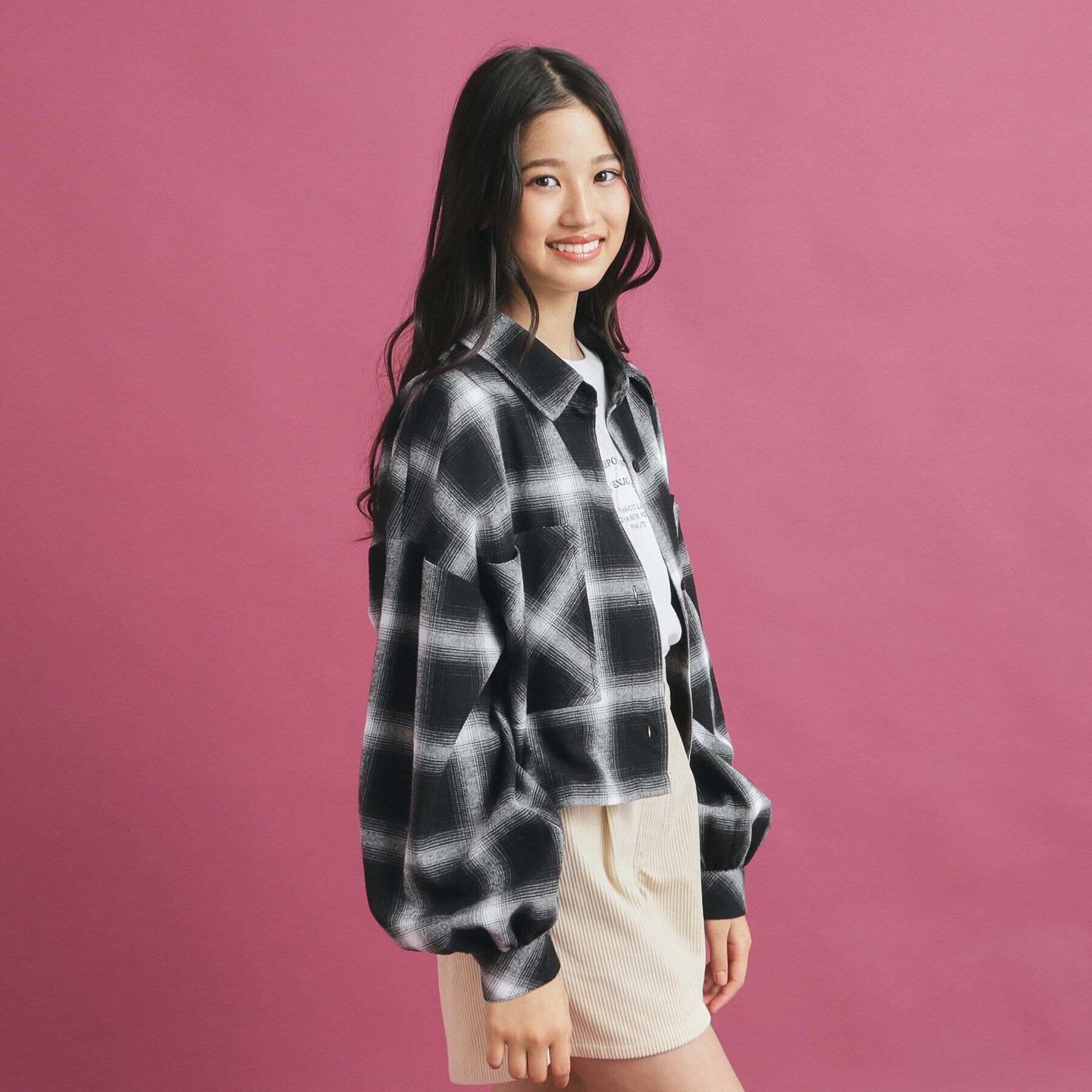 PINK-latte「【カラー追加/セットアイテム】ショート丈シャツブルゾン」|その他|ﾌﾞﾗｯｸ(319)