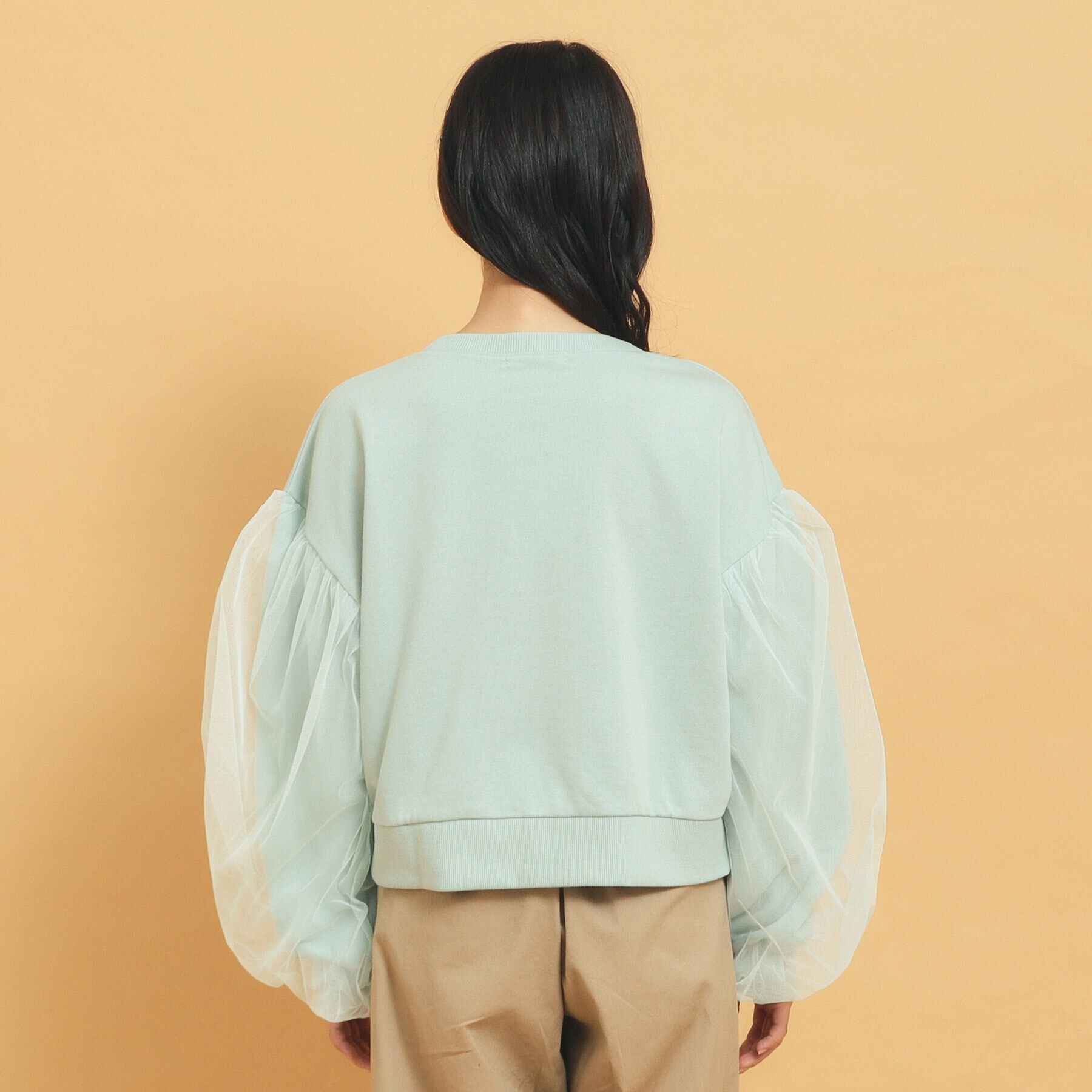 PINK-latte「袖チュールプルオーバー」|Tシャツ・カットソー|